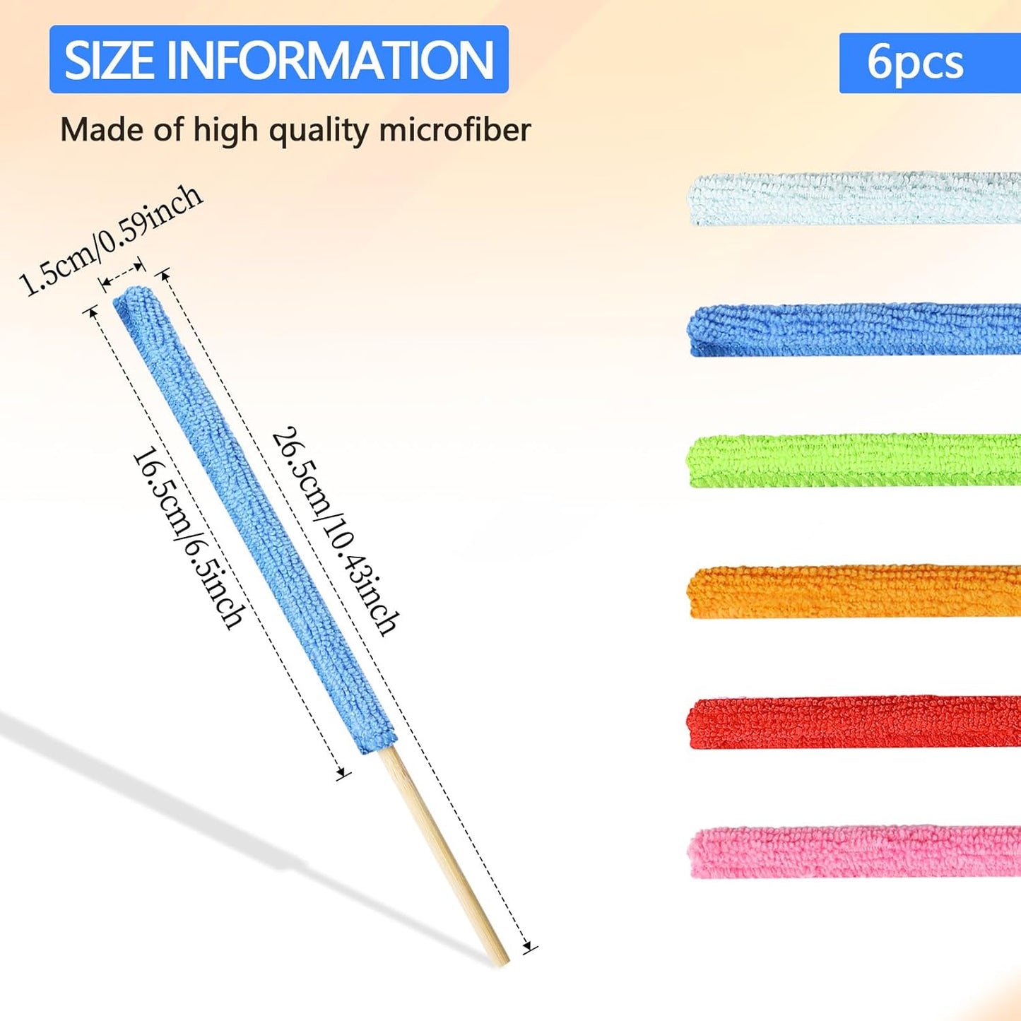 6 Pcs Mini Dusters for Cleaning Microfiber Detail Duster Sticks Fan Cleaning Brush Crevice Cleaning Tool AC Vent Cleaner Fan Blade Cleaner Dusters for Cleaning Home Car Window Blind