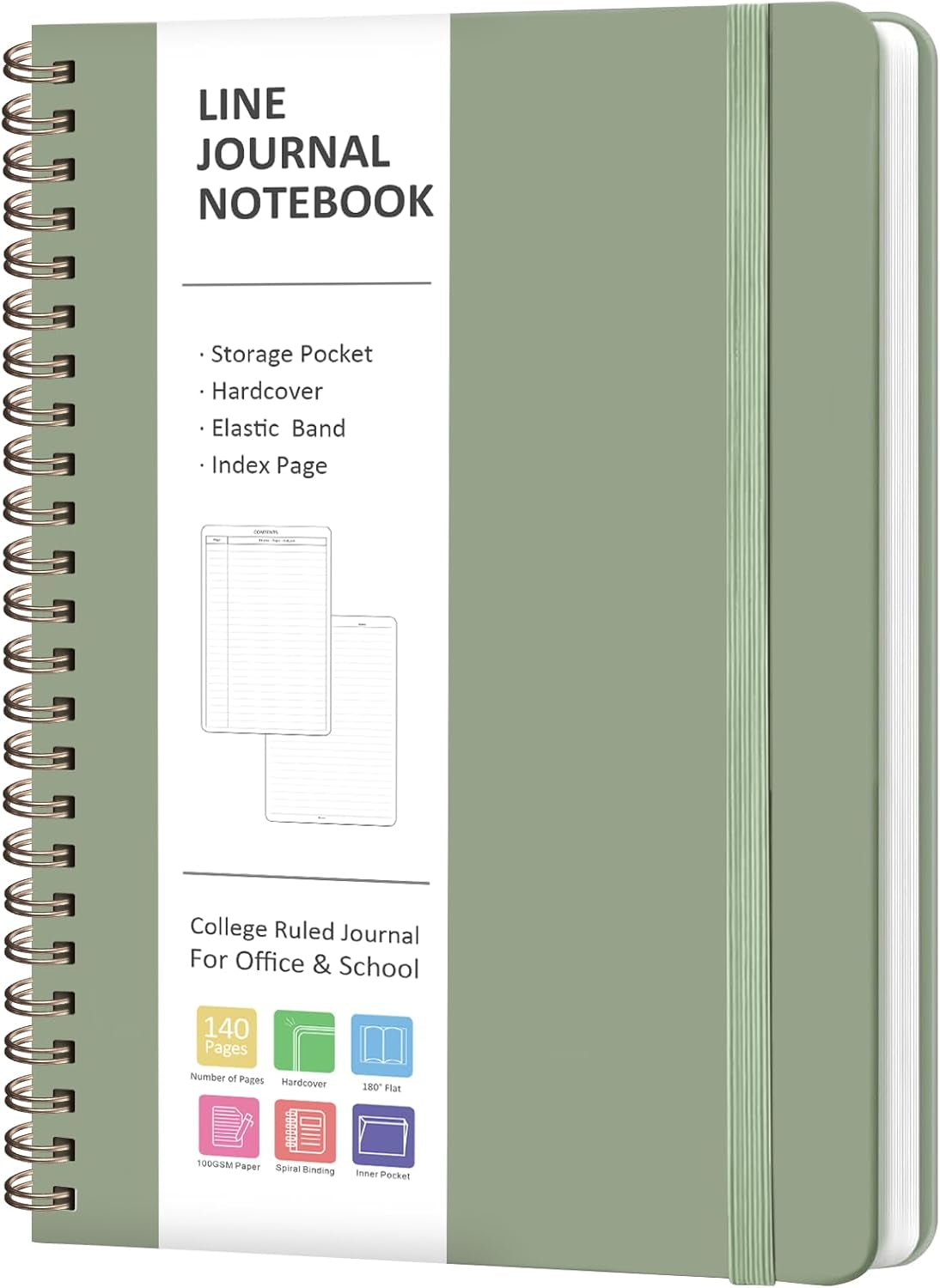 Journaling Notebooks, Lined Spiral Journal Notebook for Women & Men, 146 Pages College Ruled Hardcover Note Book for Work, Note Taking, Journaling, School, Writing, A5(5.5''X8'')