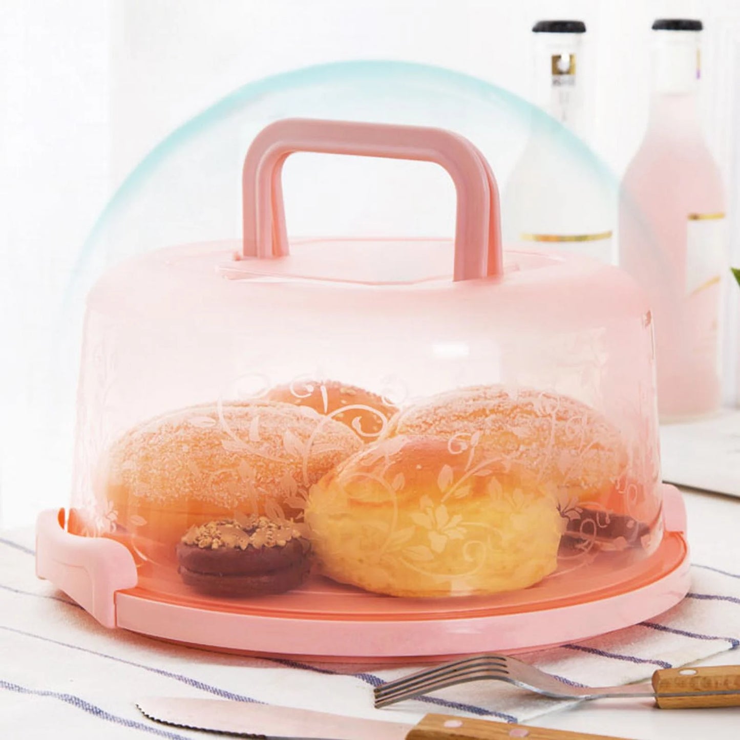 Bakeware Sets, round Cake Storage Box with Handle and Inner Tray, 1*Cake Box Clearance!