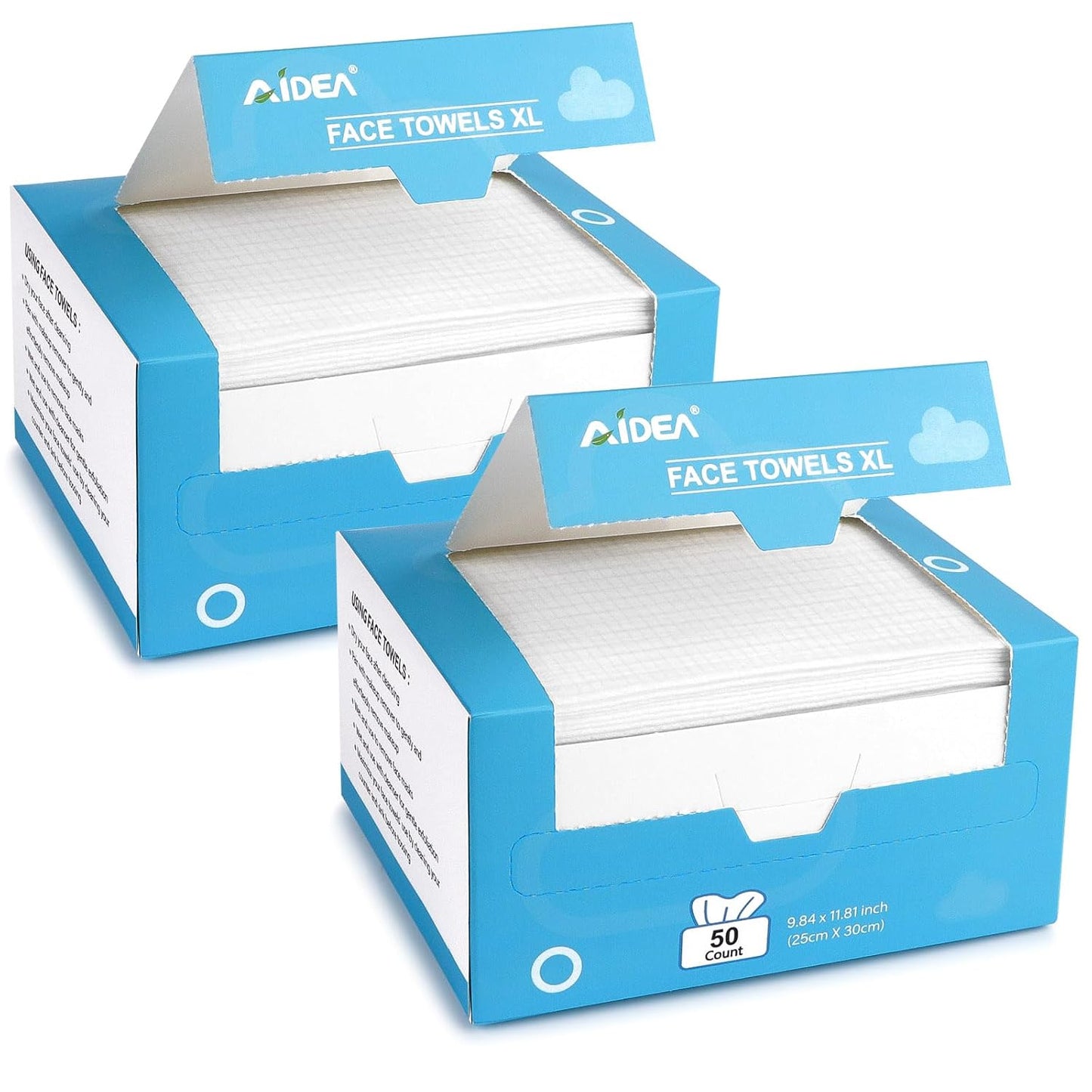 2 Pack Disposable Face Towels (50 Count each) – Soft & Long-Lasting