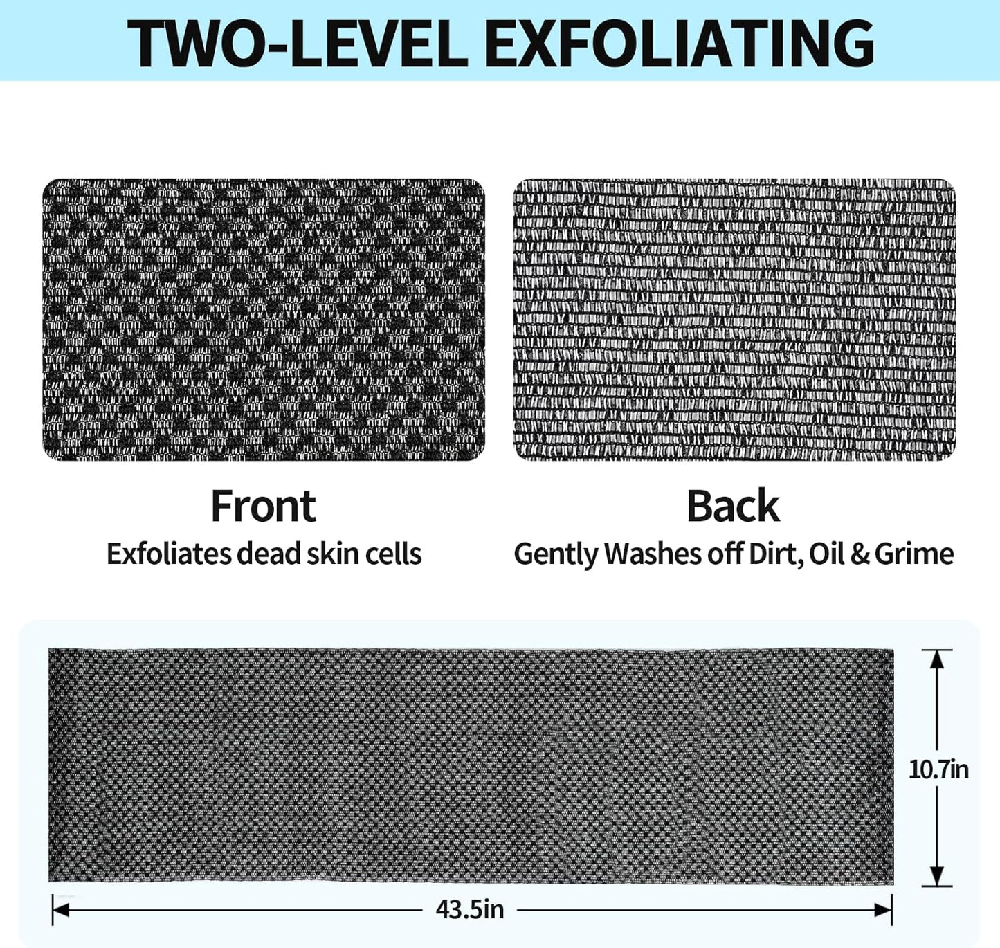 Exfoliating Body Scrubber – Dual-Sided Silver Ion & Carbon Fiber Washcloth