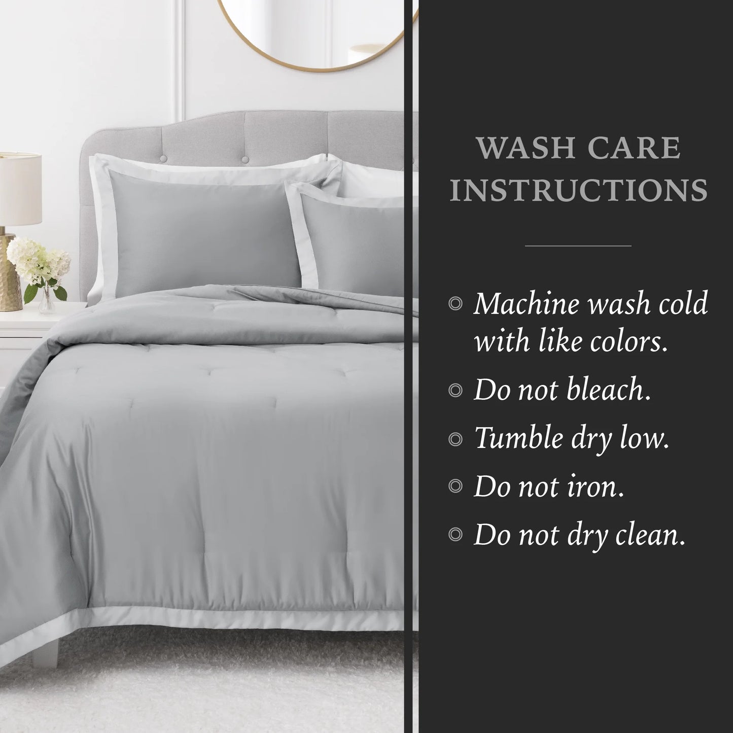 3-Piece Grey/Silver Egyptian Cotton-Rich Blend Luxury Comforter Set, Full/Queen