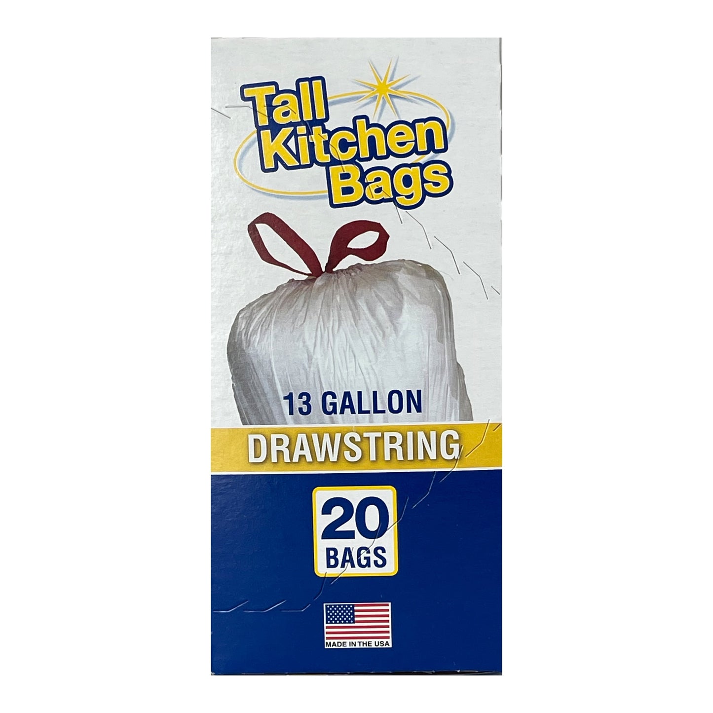 Kitchen Trash Bags, 13 Gallon, Drawstring, 20 Bags