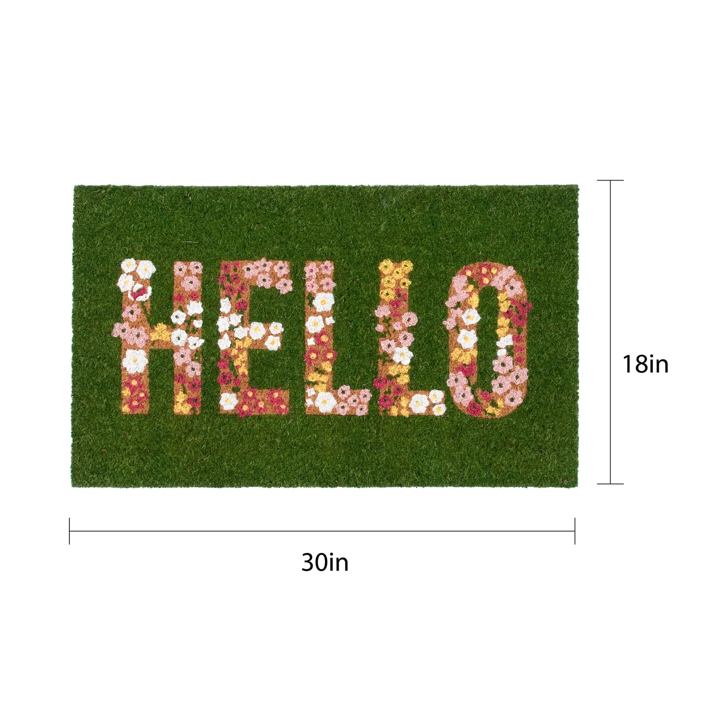 Hello Flower Garden Outdoor Coir Doormat, 18"X30"