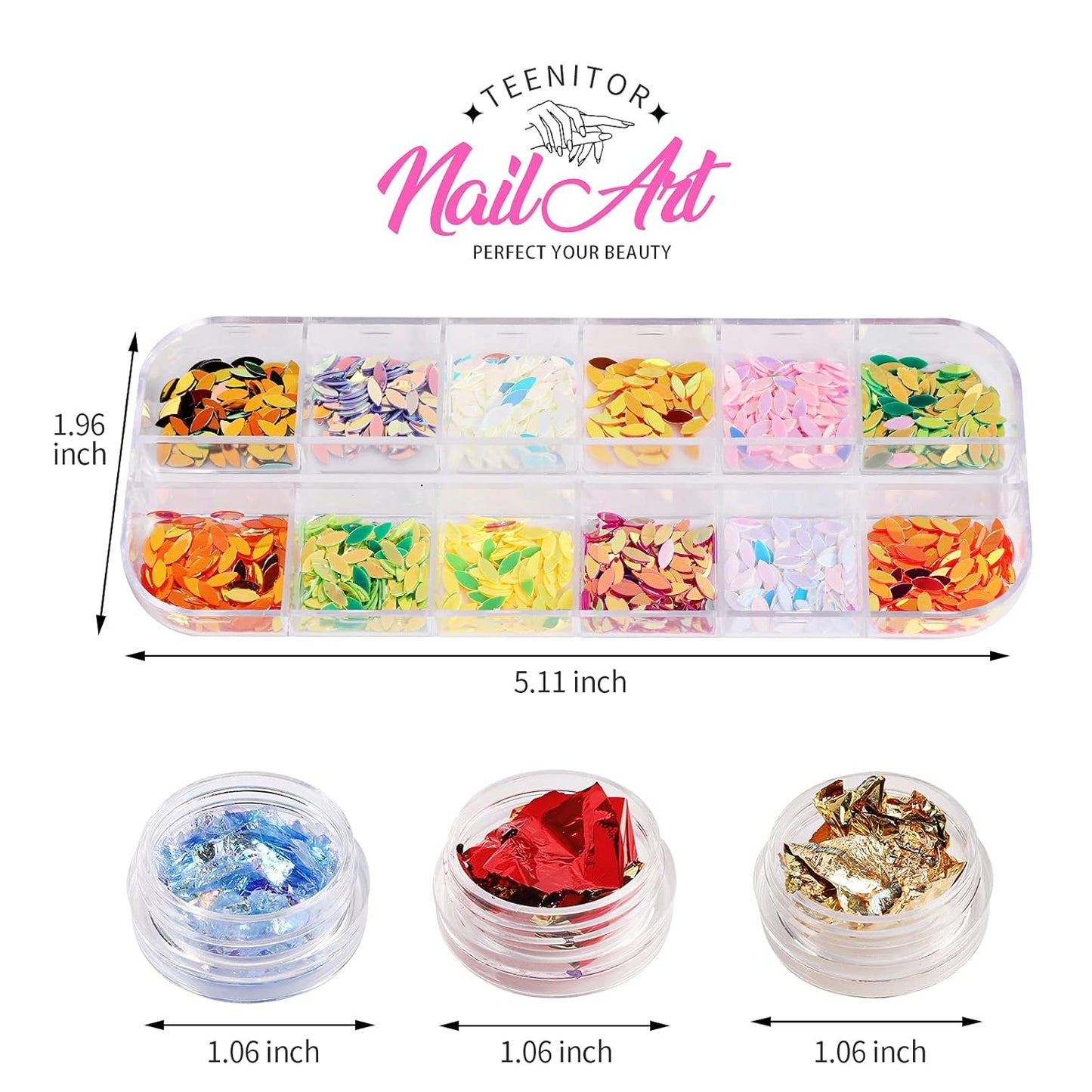 41 Boxes Rhinestones for Nails, Nail Gems 5 Boxes Nail Art Rhinestones 36 Boxes Nail Flakes, Nail Gems Stone Nail Design Kit, Nail Rhinestones for Nail Art Nail Accessories