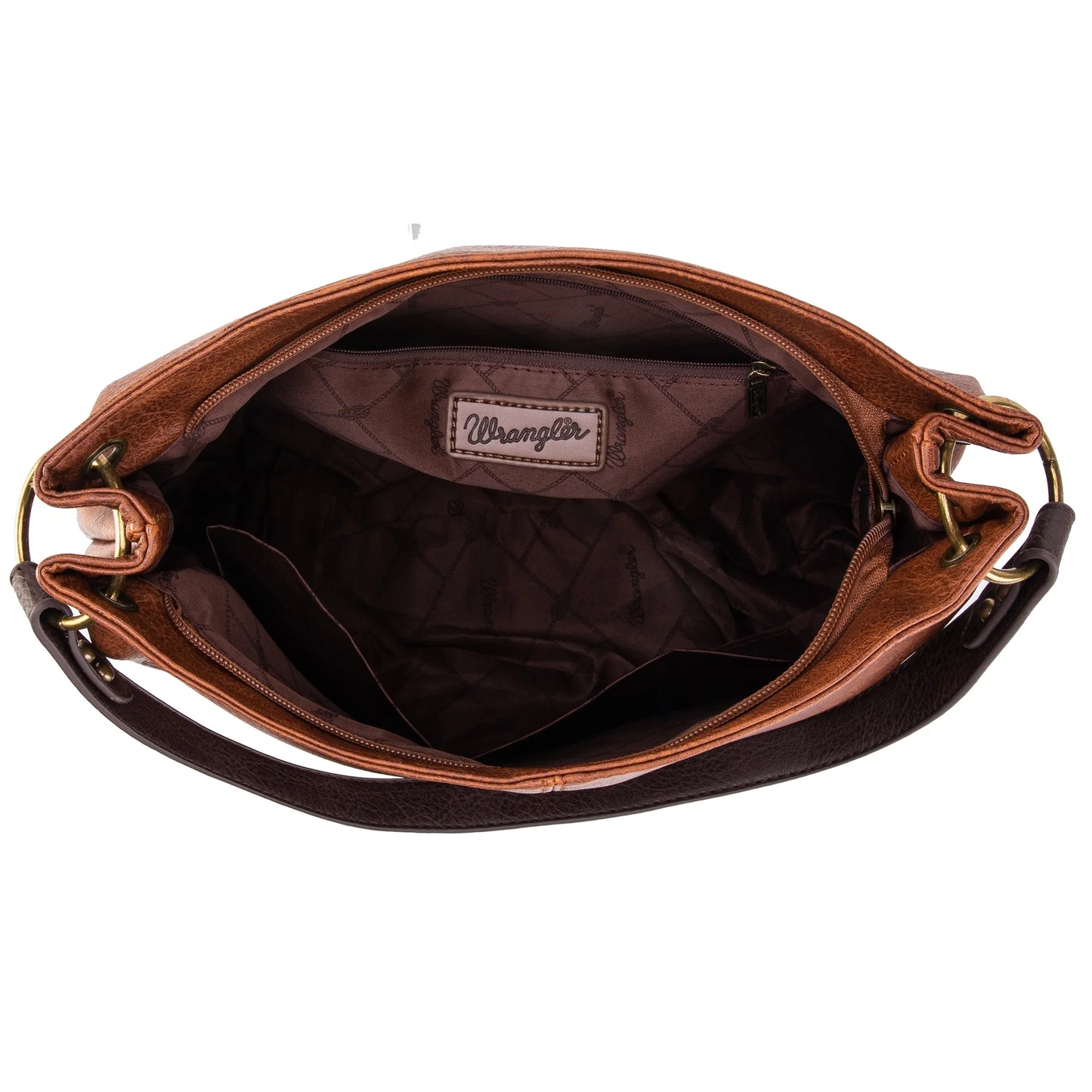 Wrangler Hobo Bags for Women Leather Tote Bag Shoulder Bag Top Handle Satchel Purses and Handbags, Two Tone Brown