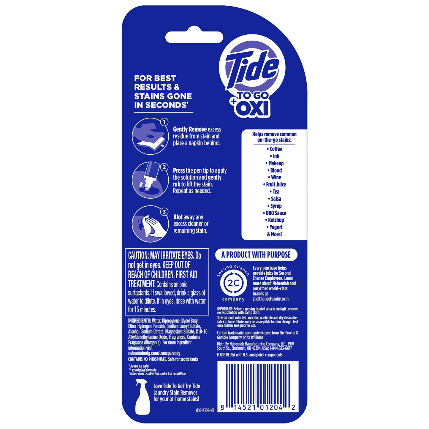 to Go Instant Laundry Stain Remover Pen and Spot Cleaner, Travel Size Stain Sticks, Fresh, 1.01 Fl Oz, 3 Count