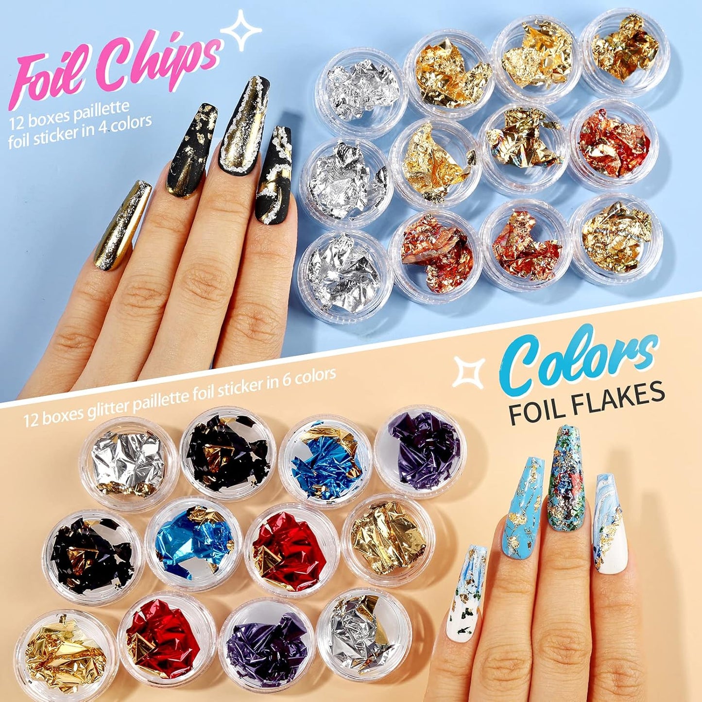 41 Boxes Rhinestones for Nails, Nail Gems 5 Boxes Nail Art Rhinestones 36 Boxes Nail Flakes, Nail Gems Stone Nail Design Kit, Nail Rhinestones for Nail Art Nail Accessories