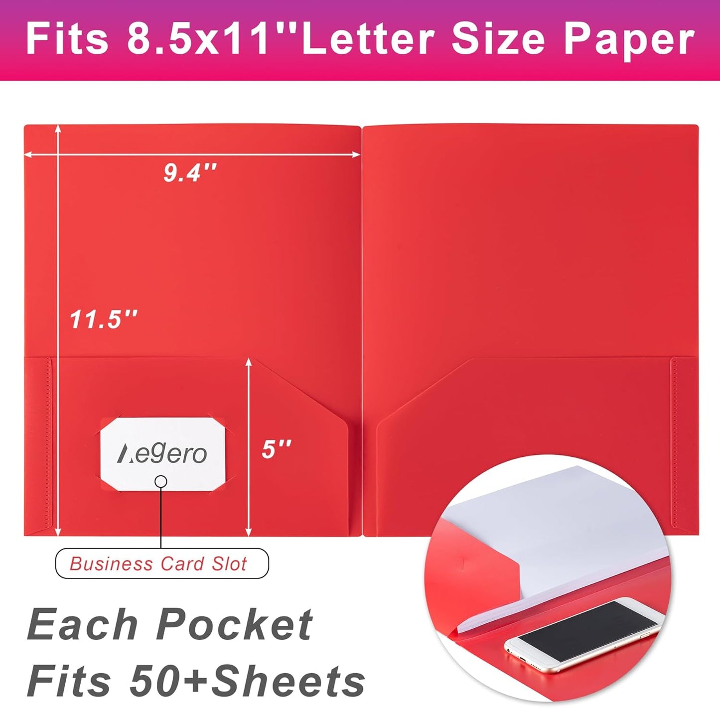 Multi-Colored Pocket Folders – 7 Pack Heavy Duty Plastic School & Office Folders