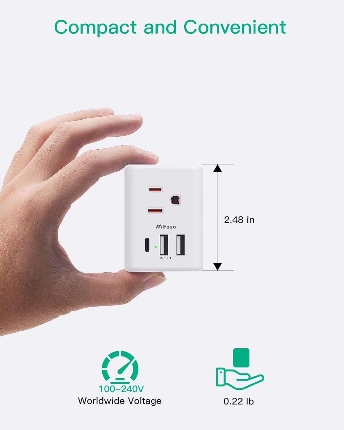 2 Pack Outlet Extender Multi Plug Outlet, USB Wall Charger, No Surge Protector Cruise Essentials for Ship and Travel, ETL Listed