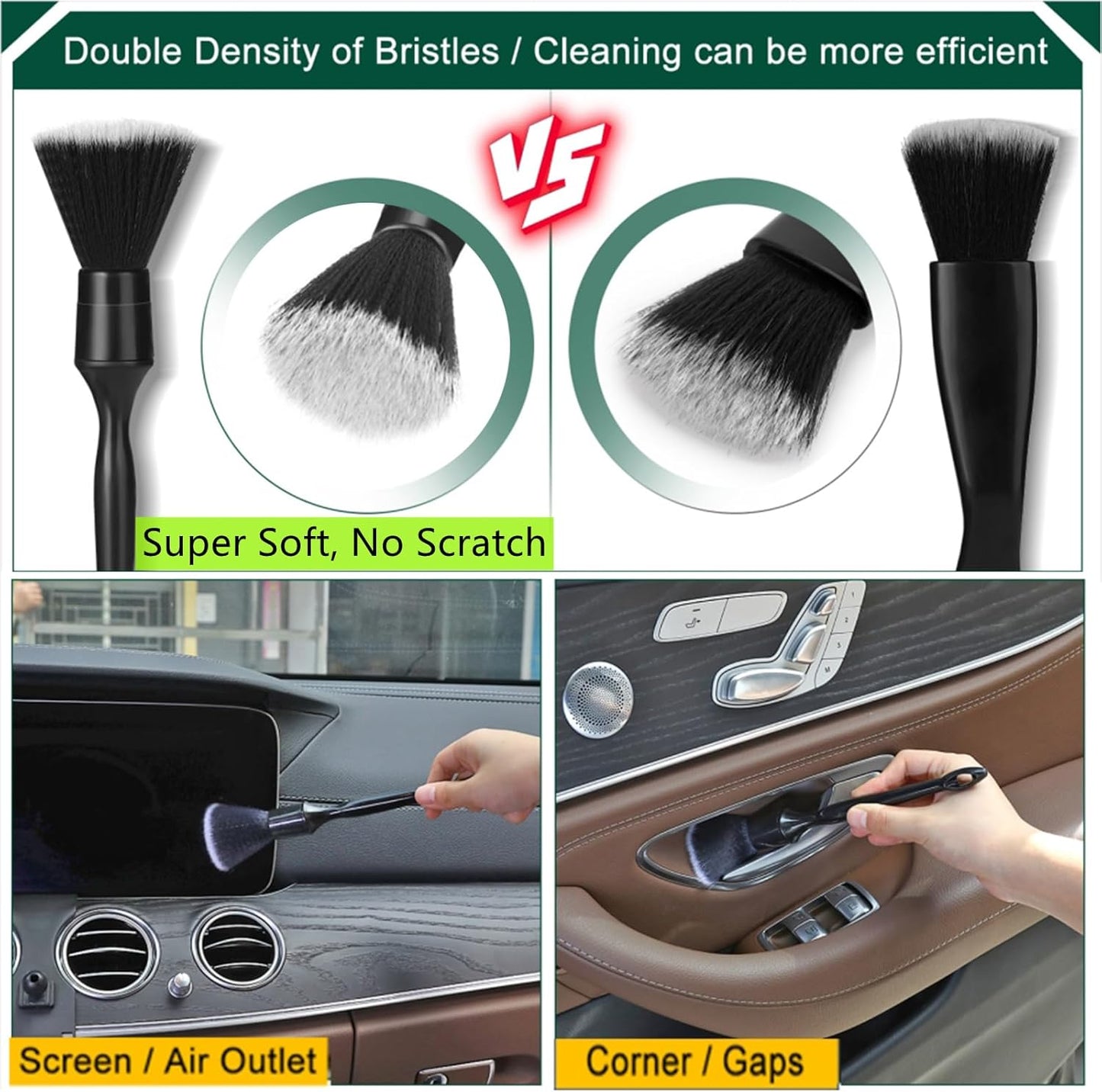 Car Interior Duster Detail Brush Cleaning Gel Kit, Soft Dash Vent Dusting Slime Putty Detailing Brushes Accessories Essentials Supplies Tools for Auto,Truck,Suv,Rv
