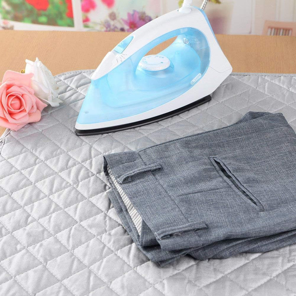 Magnetic Ironing Mat Blanket,Iron Board Alternative Cover/Quilted Washer Dryer Heat Resistant Pad/Portable Cover/Mat Grey 33"X 18"