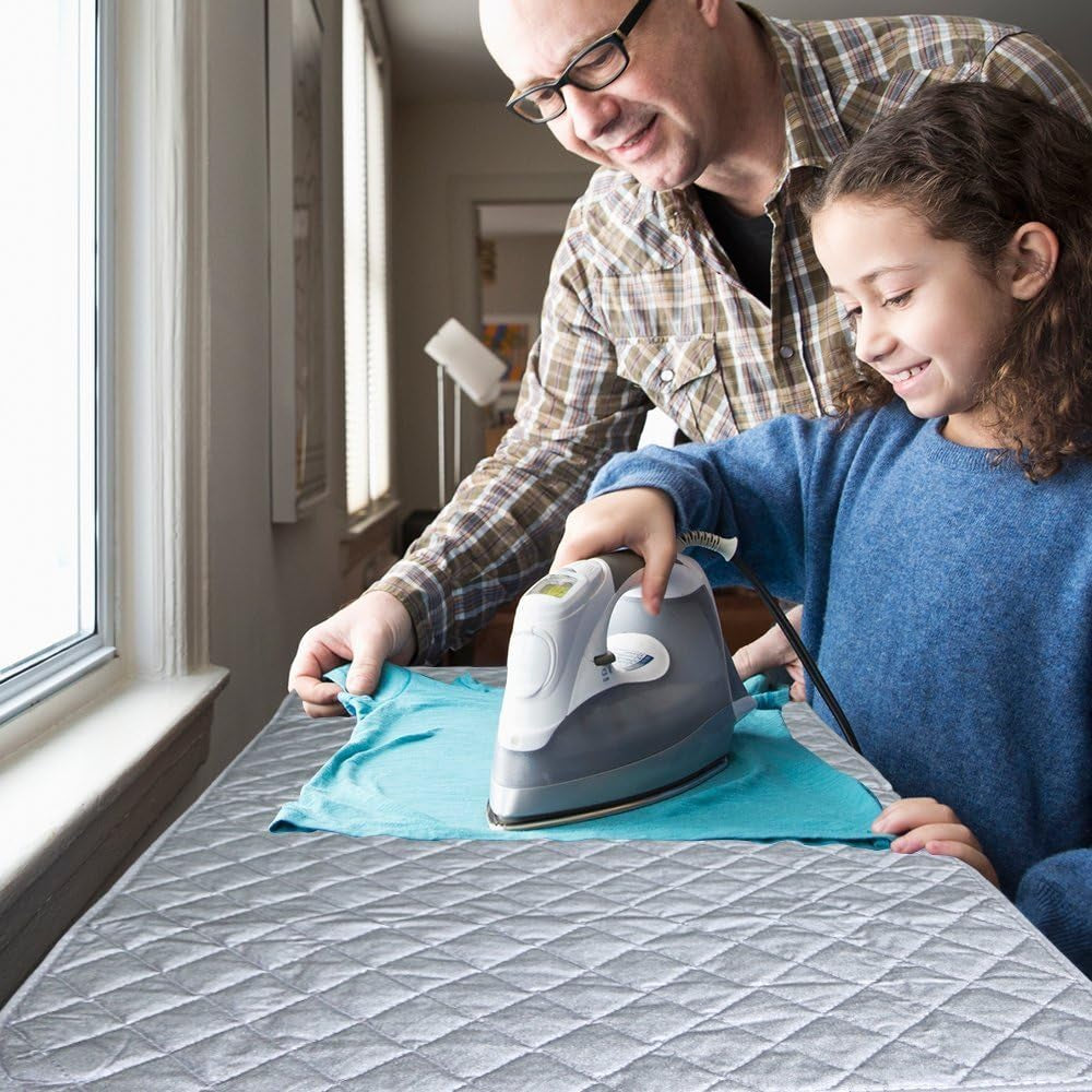 Magnetic Ironing Mat Blanket,Iron Board Alternative Cover/Quilted Washer Dryer Heat Resistant Pad/Portable Cover/Mat Grey 33"X 18"
