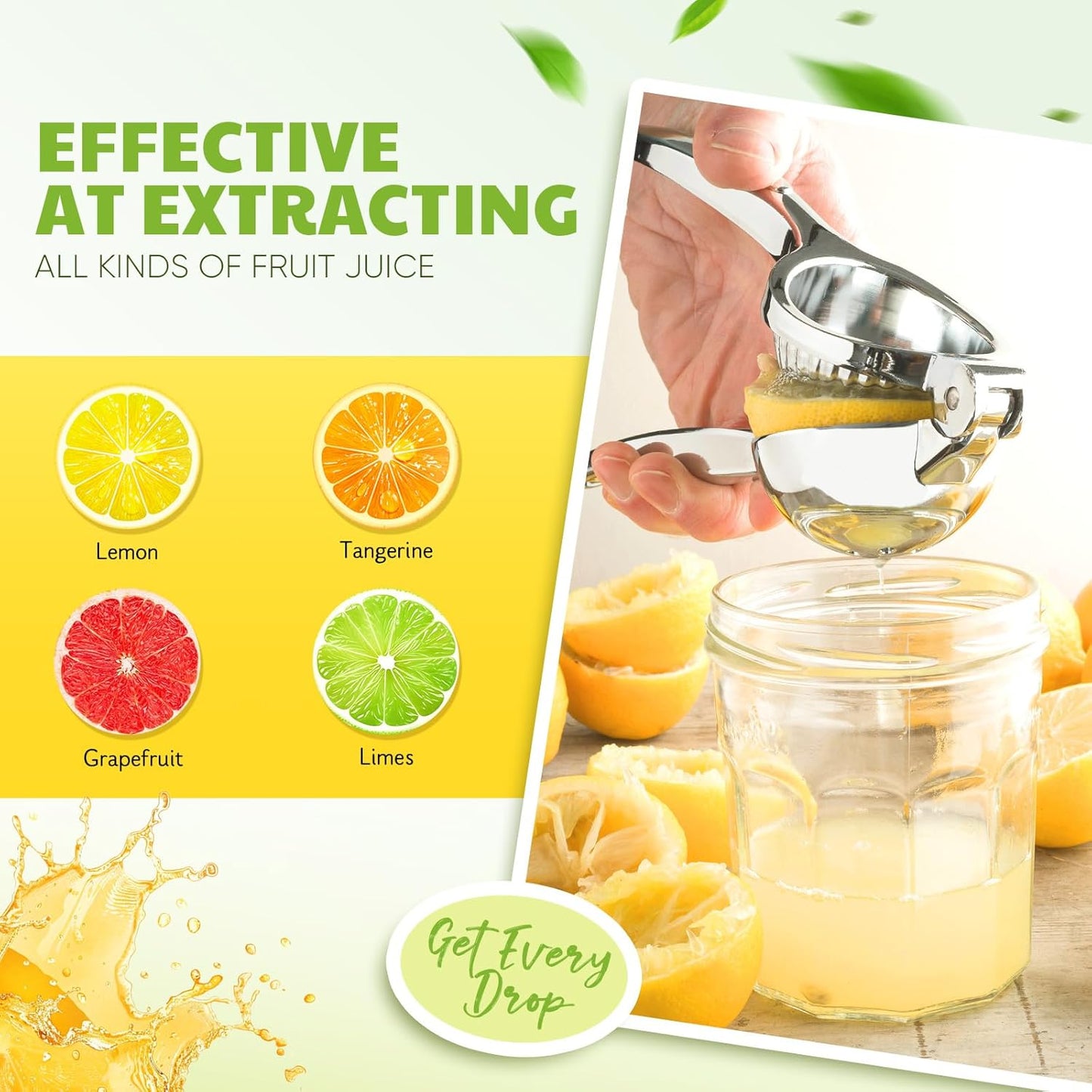 Lemon Squeezer Extra Large, Lemon Squeezer Juicer Stainless Steel, Heavy Duty Manual Citrus Juicer Hand Press, Kitchen Tools Lime Squeezer Bar Tool, Easy to Clean Metal Lemon Hand Press