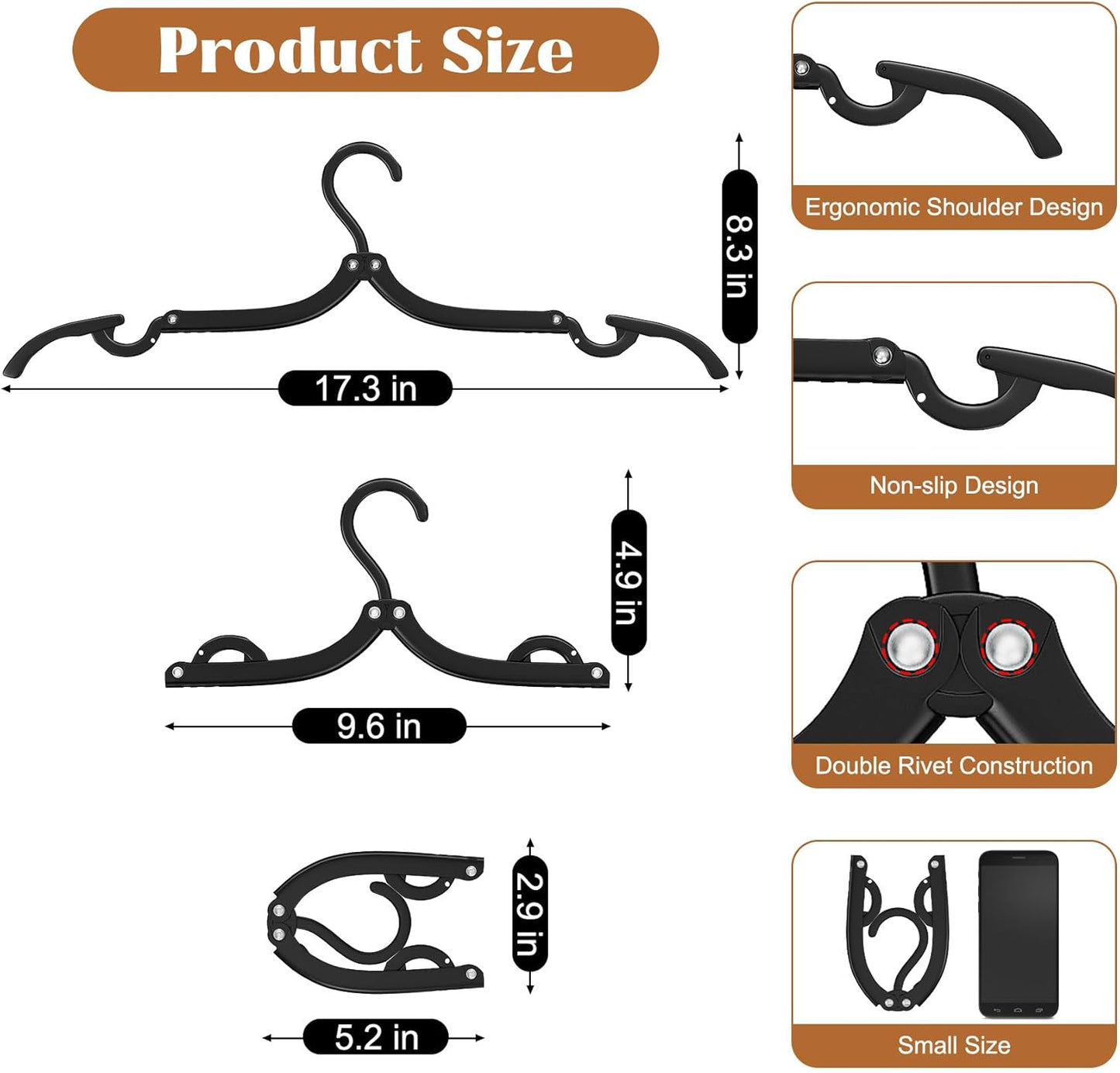 16-Pack Foldable Travel Hangers – Adjustable Portable Clothes Hangers