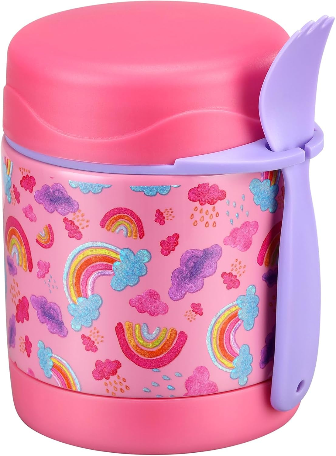 10Oz Soup Thermo for Hot Food Kids Insulated Food Jar,Thermo Hot Food Lunch Container, Width Mouth Stainless Steel Lunch Box for Kids with Spoon (Blue-Dinosaur)