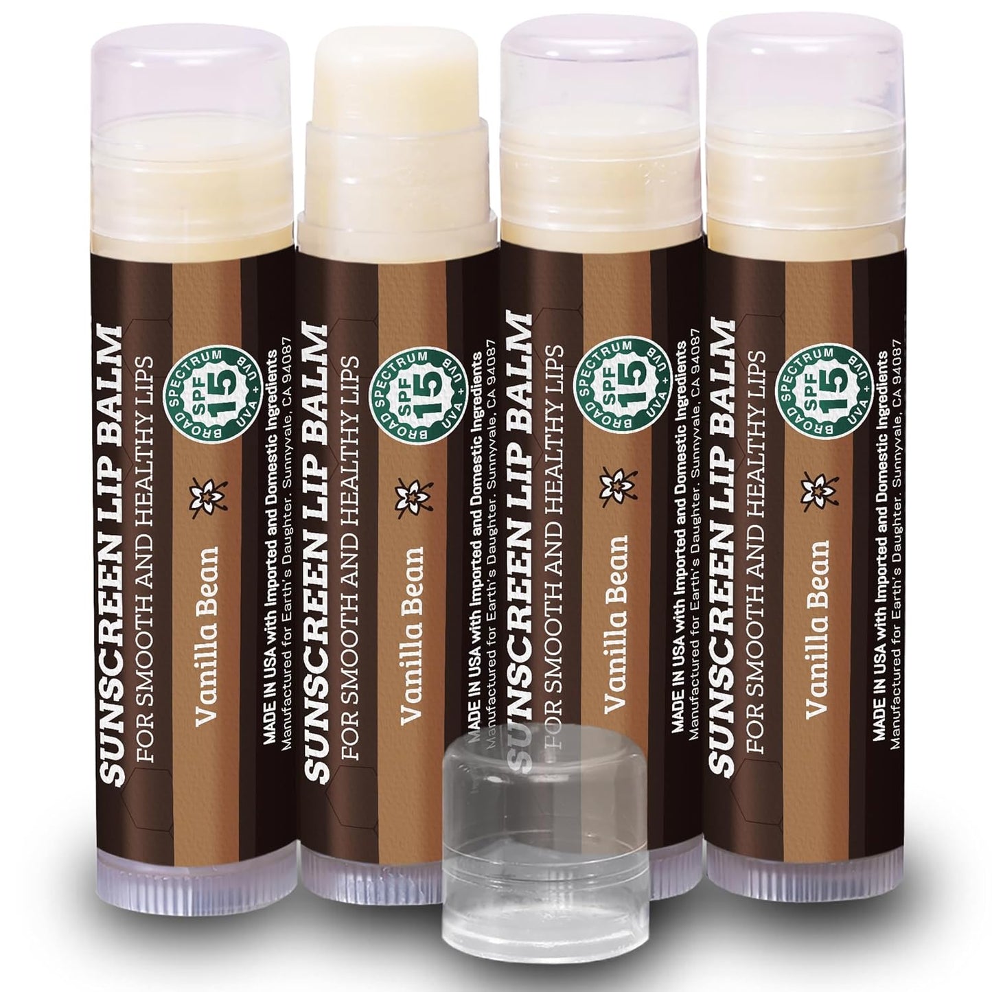 USDA Organic Lip Balm 6-Pack - Fruit Flavors, Beeswax, Coconut Oil, Vitamin E - Best Lip Repair Chapstick for Dry Cracked Lips - Moisturizing Lip Care