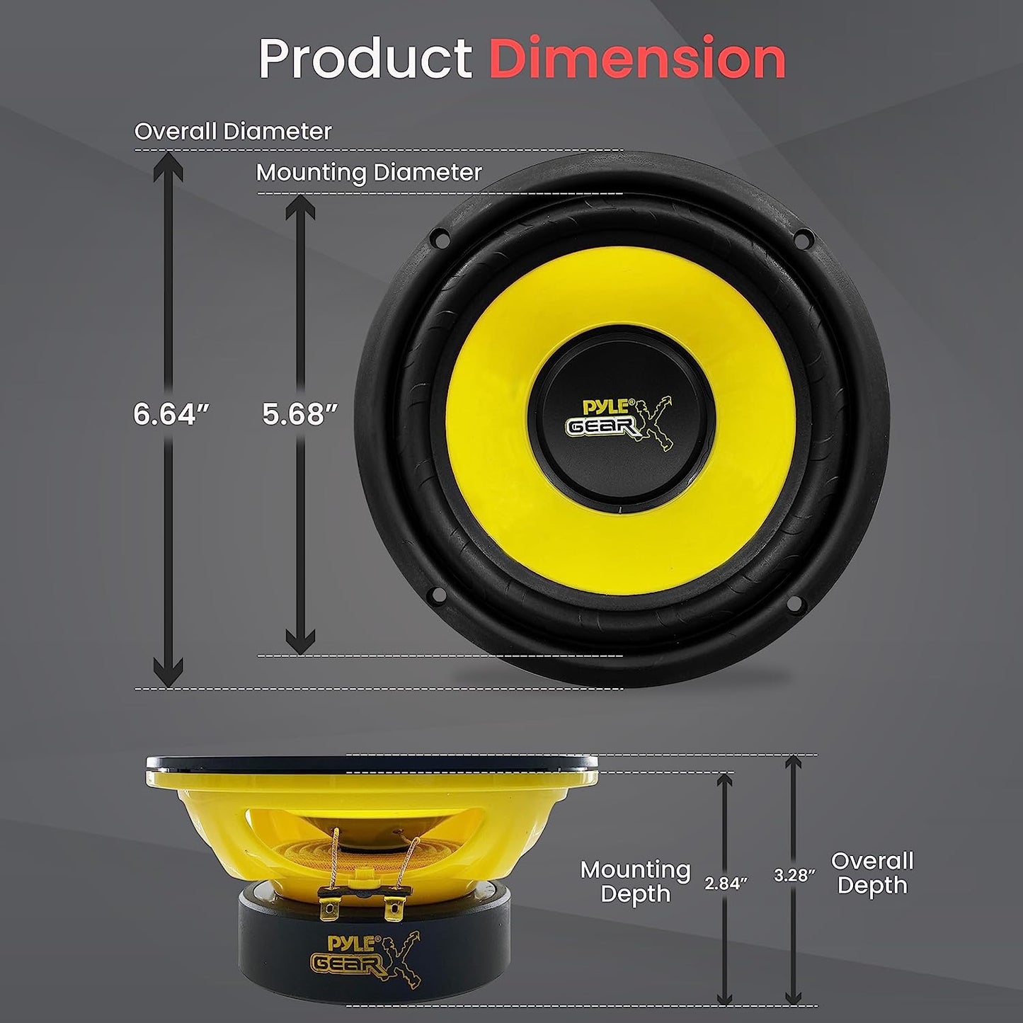 6.5β Car Subwoofer Speaker β 300W Peak Power, 4 Ohm, Butyl Rubber Surround, Yellow Cone