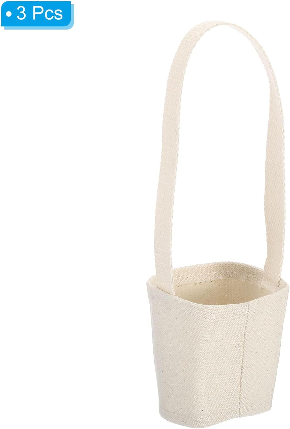 Reusable Canvas Coffee Cup Sleeves with Strap & Straw Holder (3-Pack)