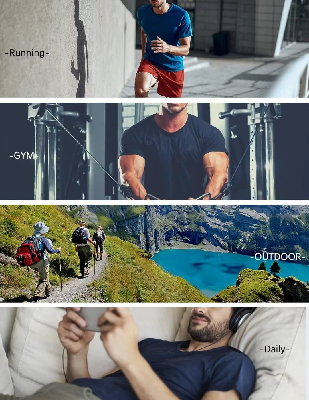 Men'S 6 Pack Workout Shirts Athletic Active Tops, Moisture Wicking & Quick Dry Performance T-Shirts,L