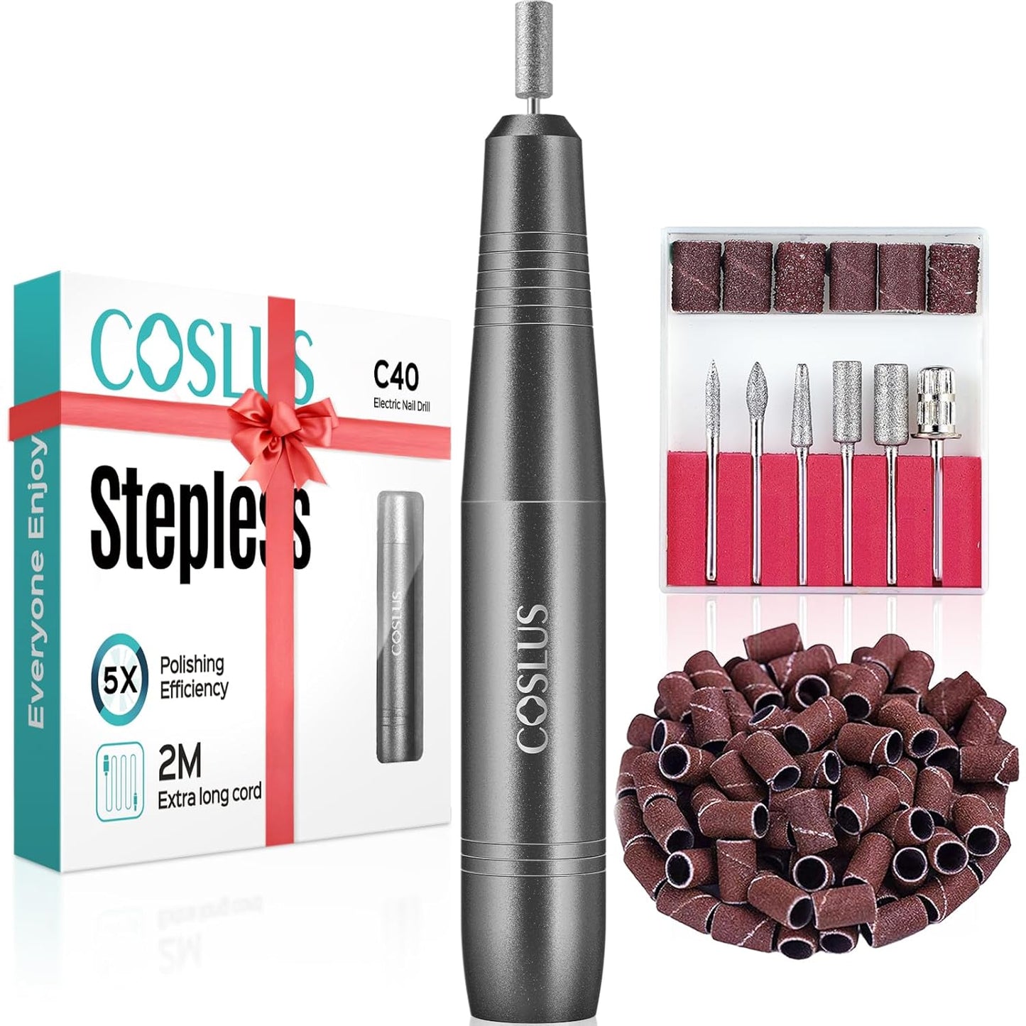 Electric Nail Drill File Professional: for Acrylic Gel Dip Powder Nails Portable Nail Machine Kit Manicure Pedicure Tools Polishing Set with Nail Drill Bits Sanding Bands