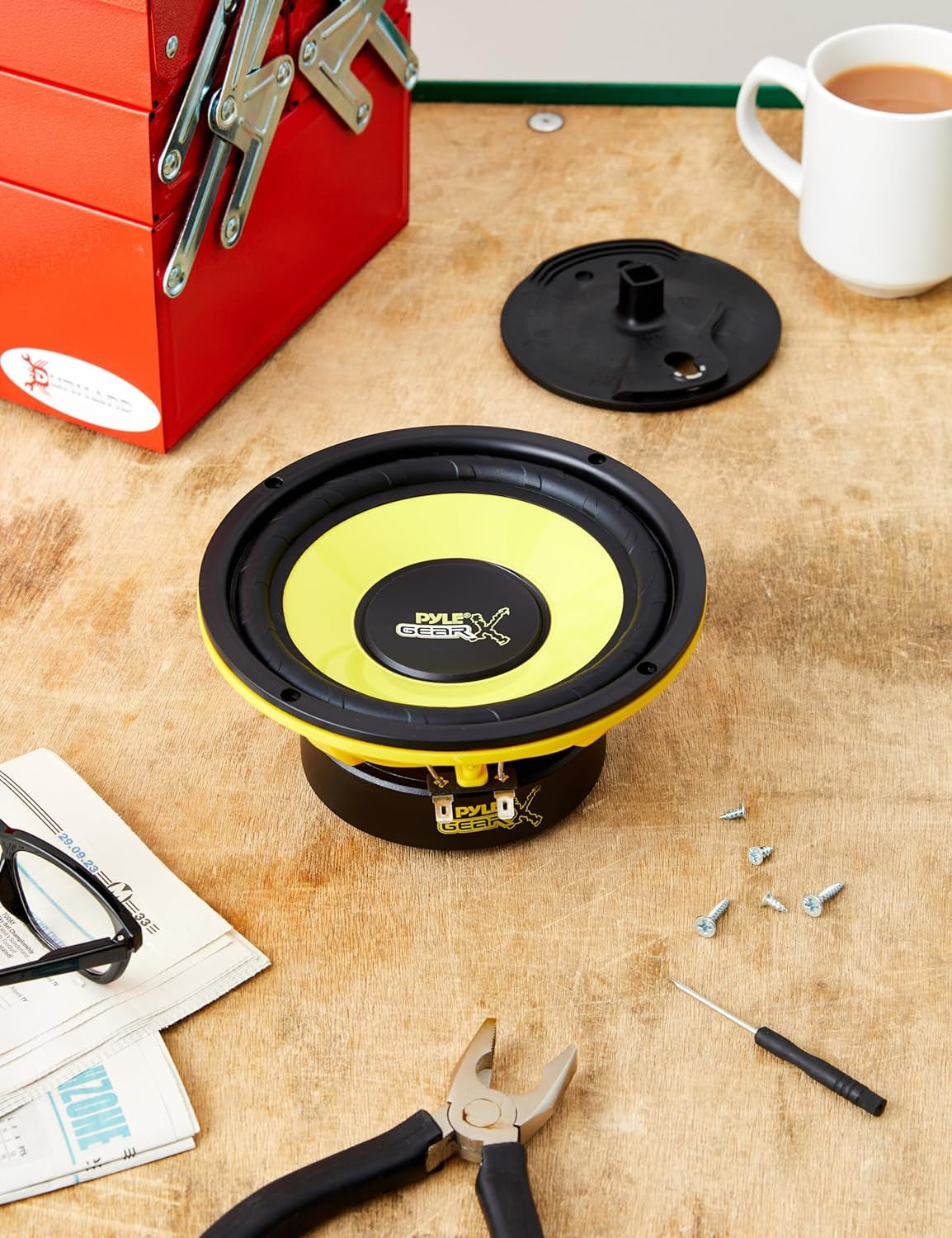 6.5β Car Subwoofer Speaker β 300W Peak Power, 4 Ohm, Butyl Rubber Surround, Yellow Cone