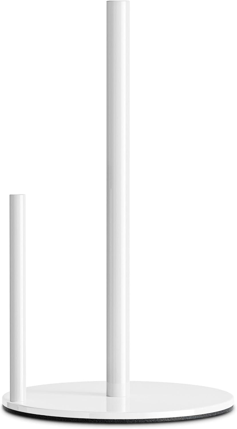 Paper Towel Holder Black, Premium Stainless Steel Kitchen Roll Dispenser, Countertop Roll Organizer with Weighted Base