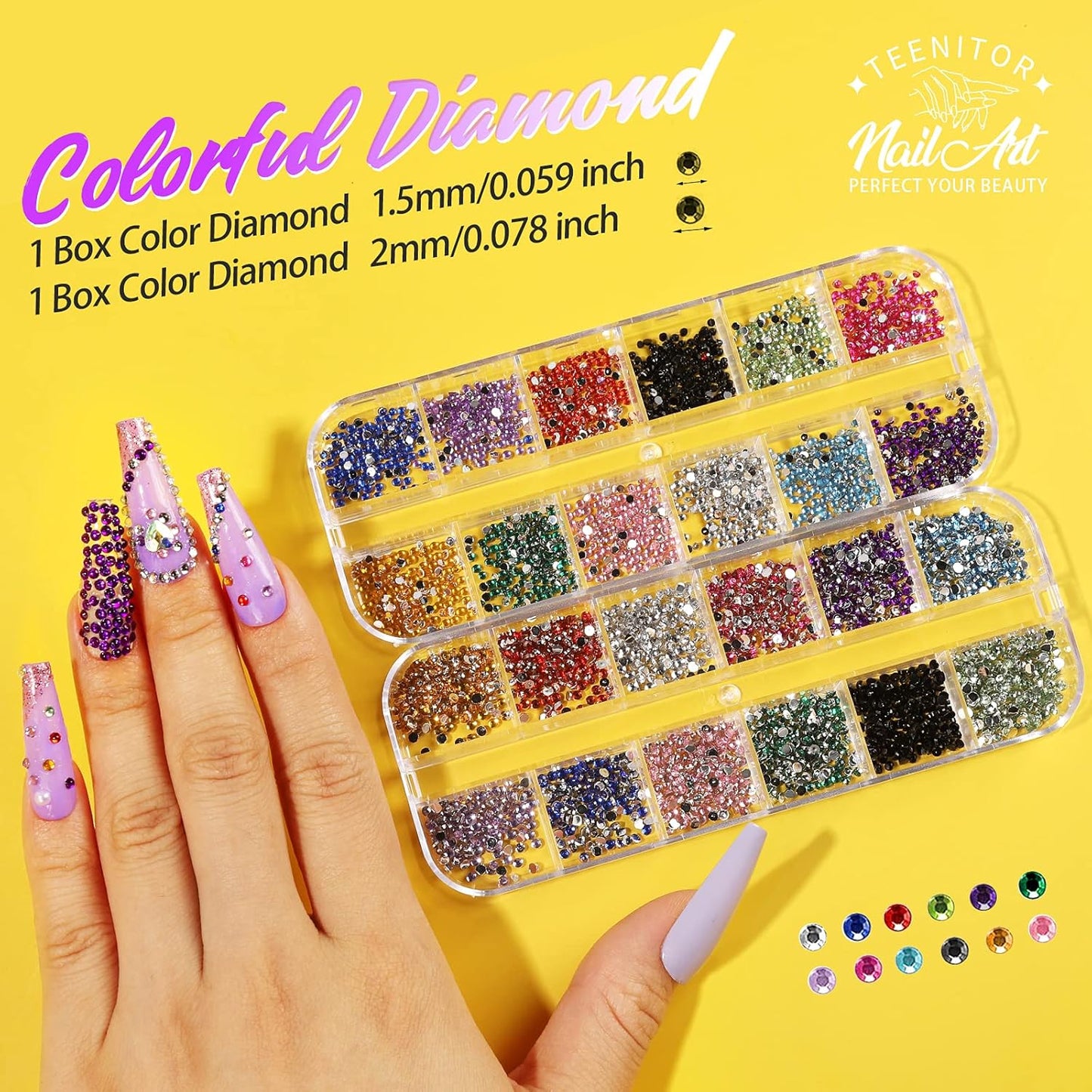 41 Boxes Rhinestones for Nails, Nail Gems 5 Boxes Nail Art Rhinestones 36 Boxes Nail Flakes, Nail Gems Stone Nail Design Kit, Nail Rhinestones for Nail Art Nail Accessories