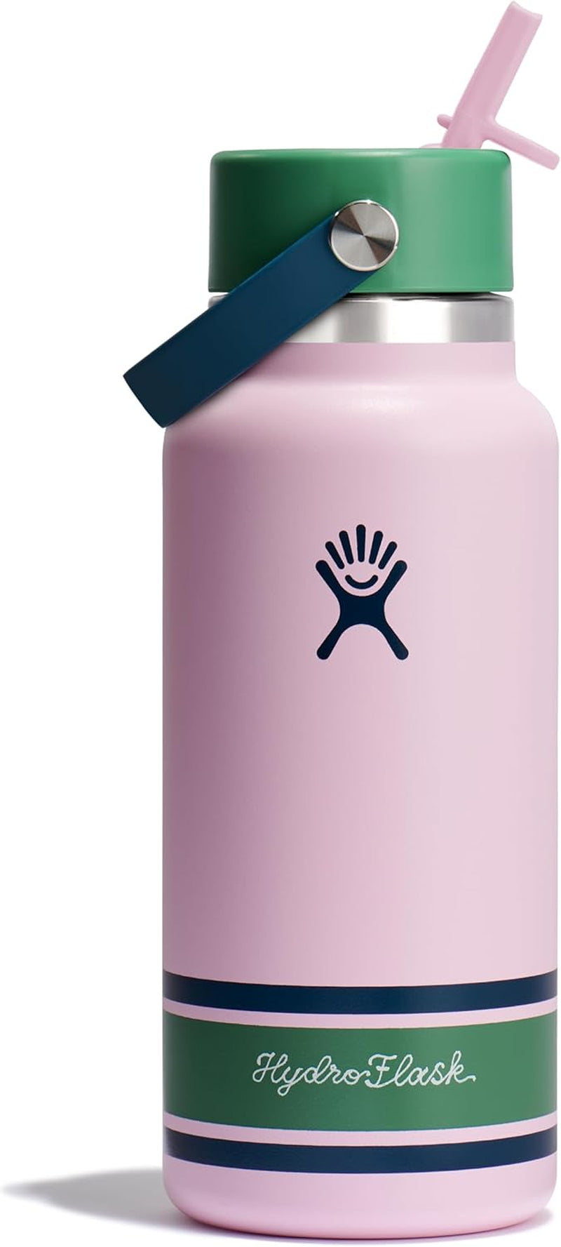 24 Oz Wide Flex Straw Cap Bottle - Insulated Stainless Steel - Wide Straw Lid, Non Spill, Leakproof in Tonal Birch