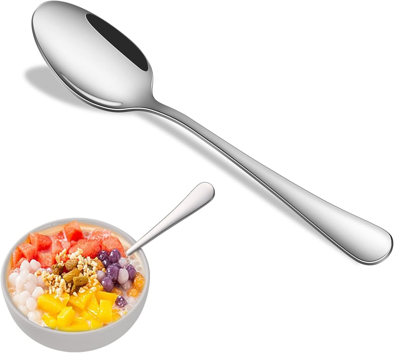 Salad Forks and Teaspoon,6.7 Inches Stainless Steel Dessert Spoons and Forks,Set of 16 Dishwasher Safe Silverware Fork and Spoon for Home,Restaurant