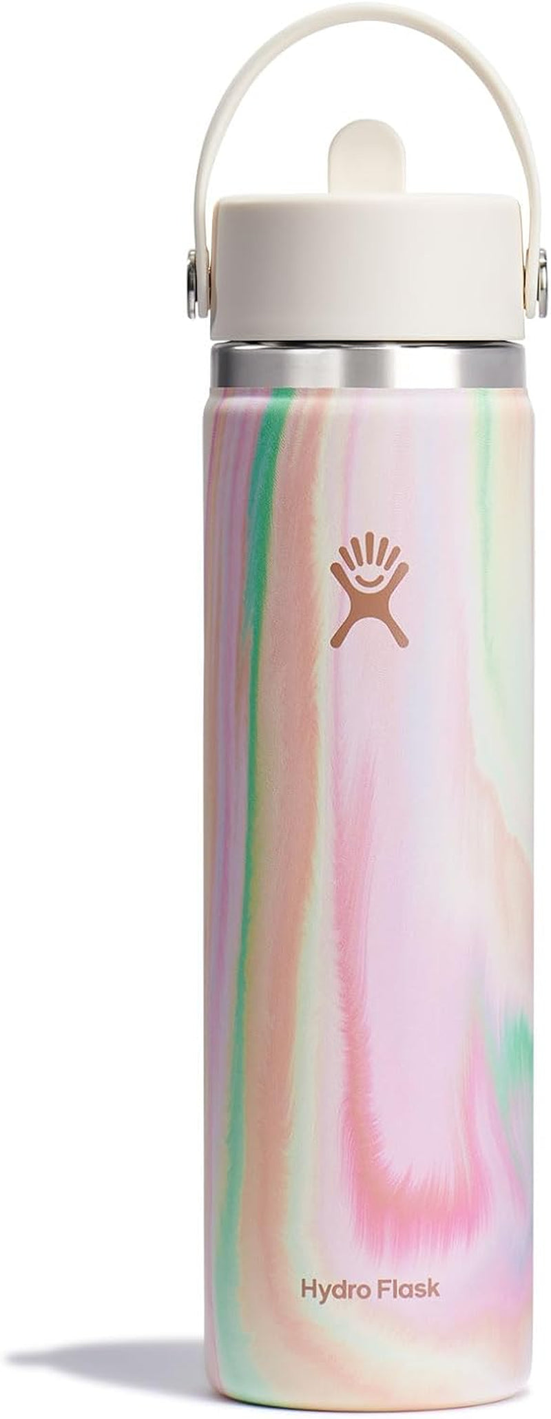 24 Oz Wide Flex Straw Cap Bottle - Insulated Stainless Steel - Wide Straw Lid, Non Spill, Leakproof in Tonal Birch