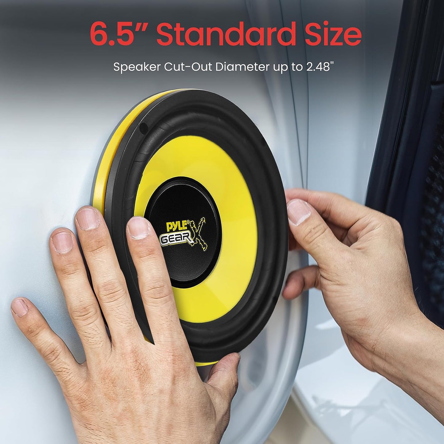 6.5β Car Subwoofer Speaker β 300W Peak Power, 4 Ohm, Butyl Rubber Surround, Yellow Cone