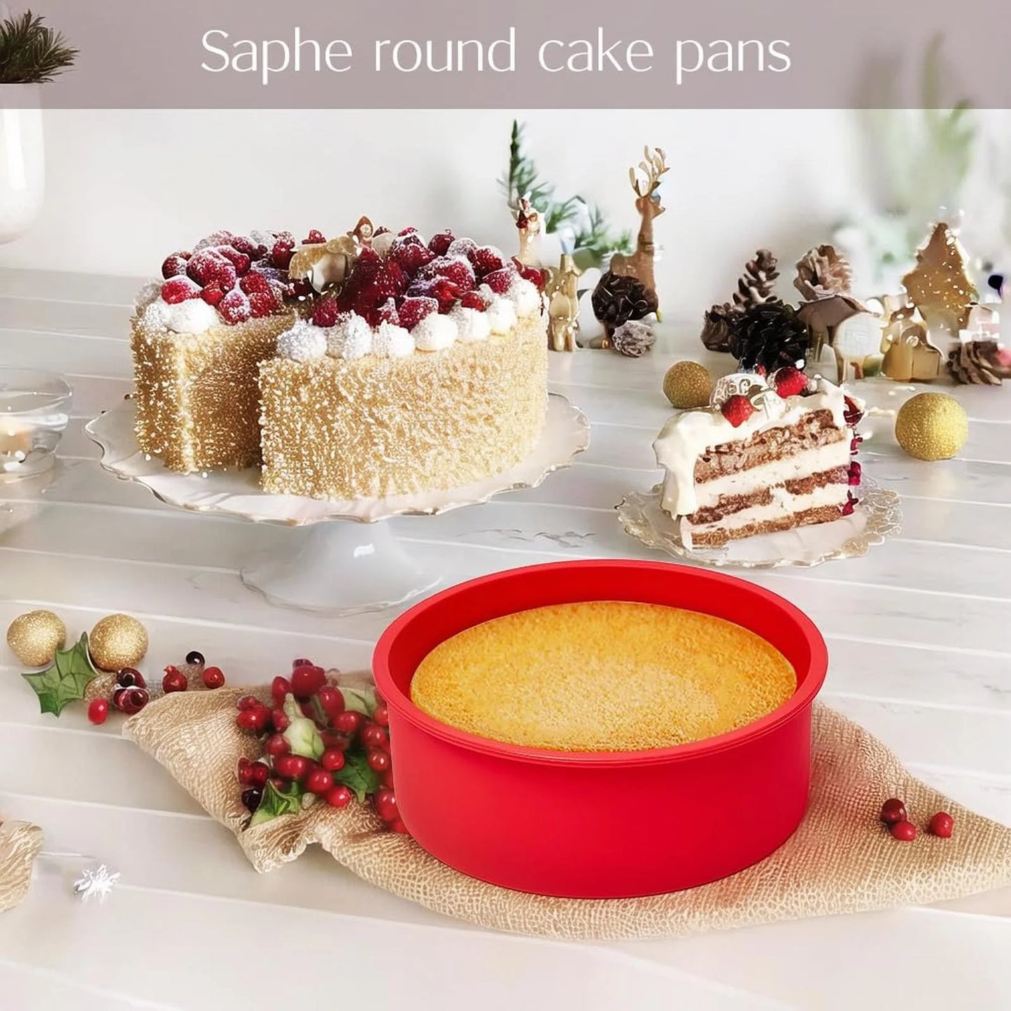 on Sale! Silicone Cake Pans for Baking round Cake for Cupcake Cheese Cakes and Cakes Non Stick Silicone Bakeware Sets Kitchen Fork Clearance