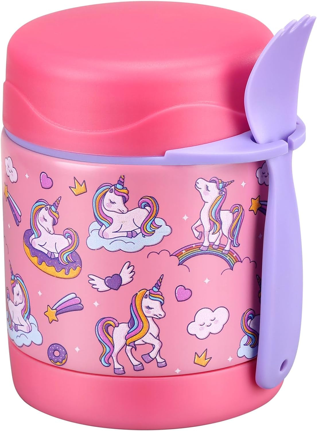 10Oz Soup Thermo for Hot Food Kids Insulated Food Jar,Thermo Hot Food Lunch Container, Width Mouth Stainless Steel Lunch Box for Kids with Spoon (Blue-Dinosaur)