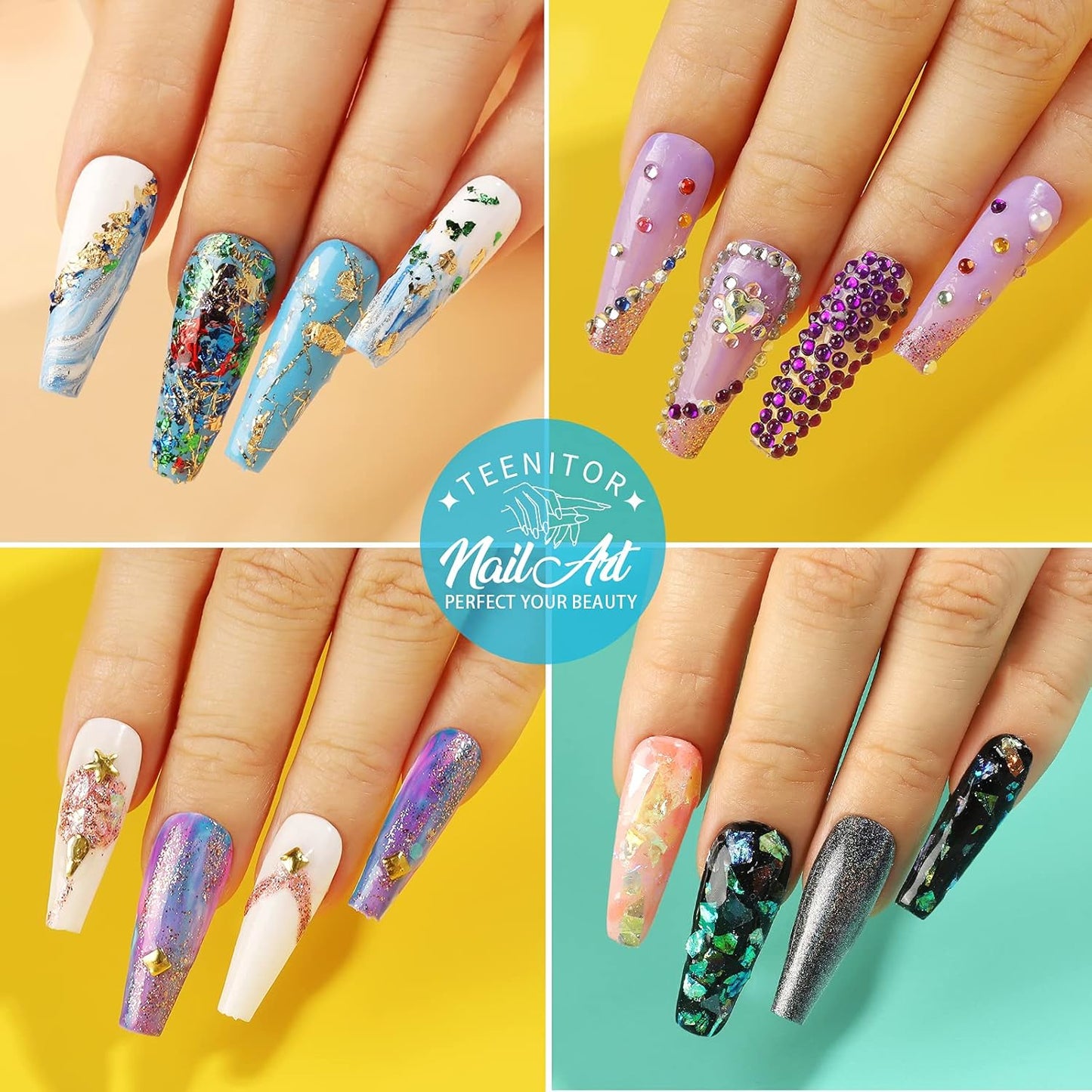 41 Boxes Rhinestones for Nails, Nail Gems 5 Boxes Nail Art Rhinestones 36 Boxes Nail Flakes, Nail Gems Stone Nail Design Kit, Nail Rhinestones for Nail Art Nail Accessories