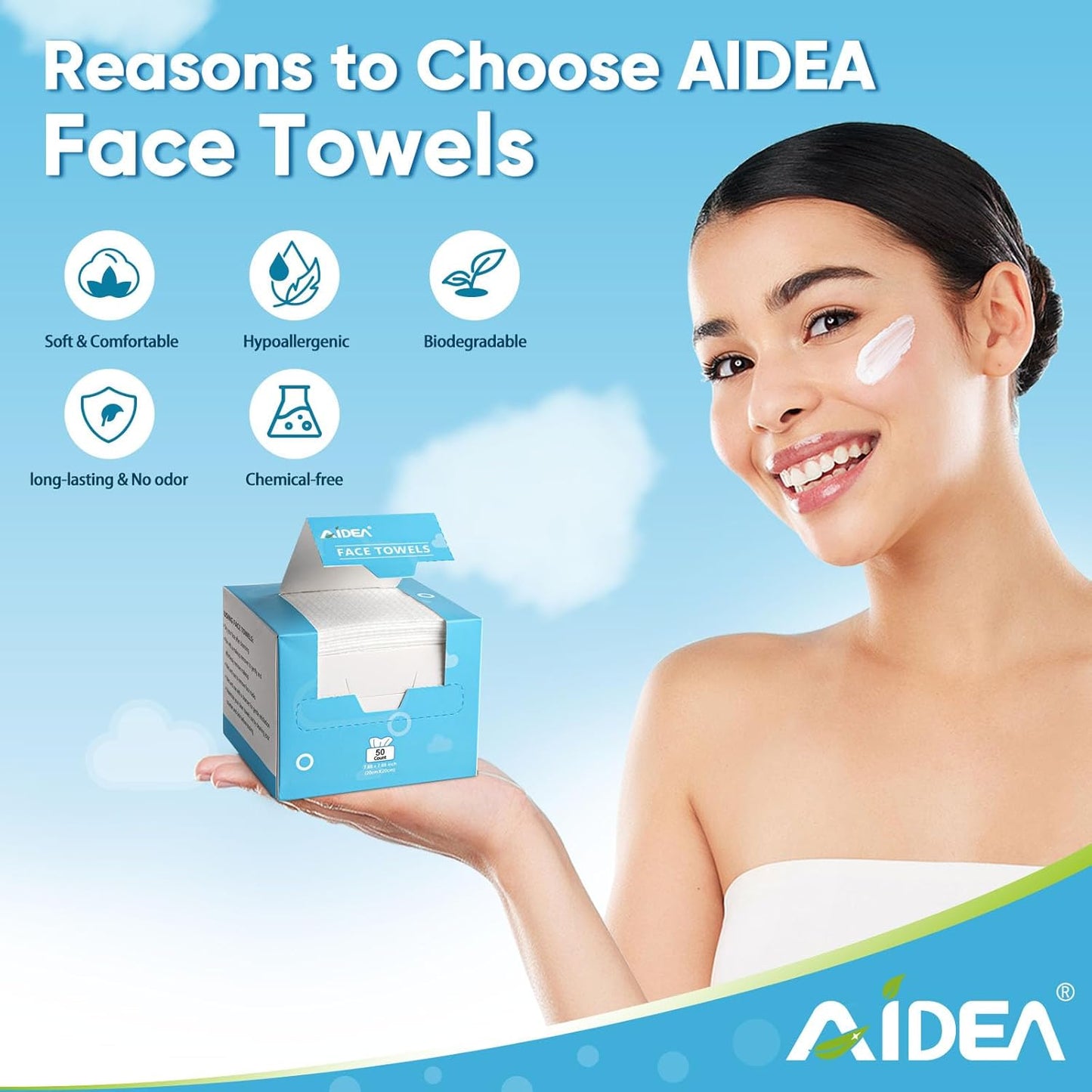 2 Pack Disposable Face Towels (50 Count each) – Soft & Long-Lasting