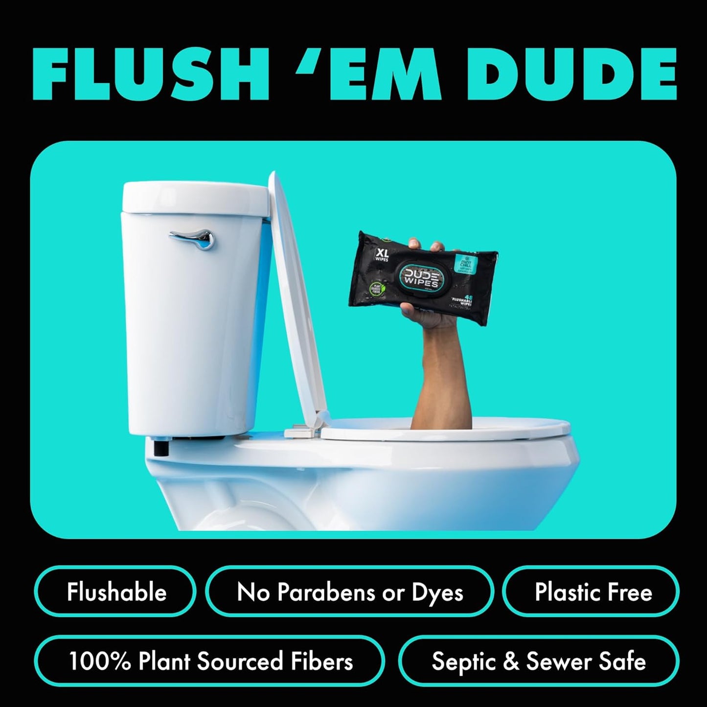 - Flushable Wipes - 6 Pack, 288 Count - Mint Chill - Vitamin-E, Aloe, Eucalyptus & Tea Tree Oils - Septic and Sewer Safe