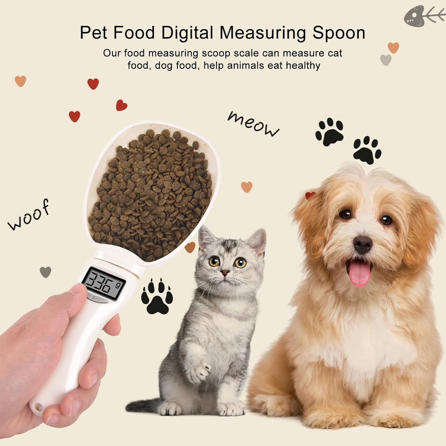 Digital Measuring Spoon, Weighing Food Measuring Scoop Scale, LCD Electronic Food Scale for Kitchen Gadgets, Baking Cooking Coffee, Pet Dog Cat Food, High Precision Grams Measuring Cup Fall Gifts