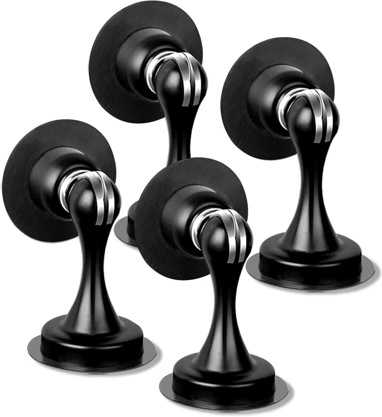 2 Pack Door Stops Self Adhesive Black Magnetic Door Stoppers No Drill Wall Floor Mount Stainless Steel Magnetic Door Catch Door Holders