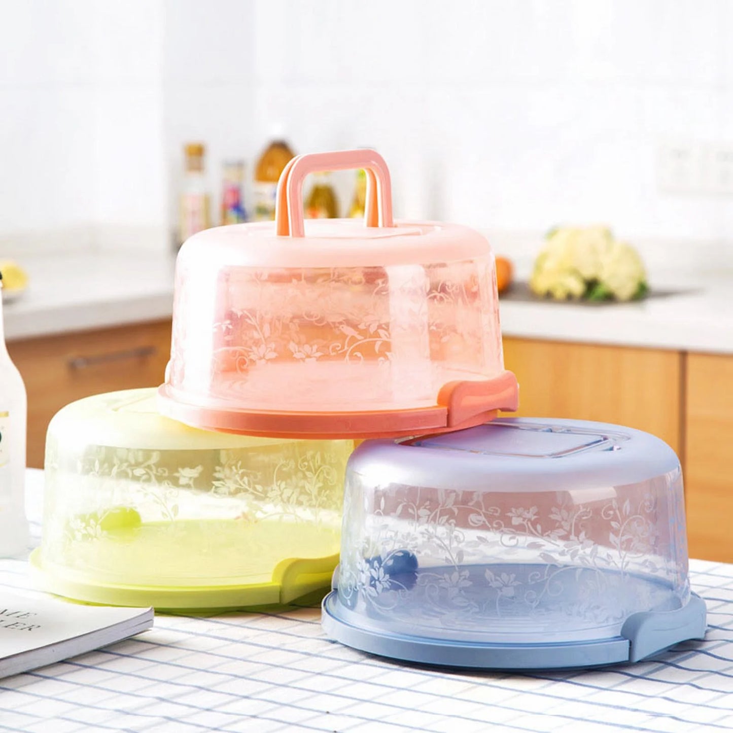 Bakeware Sets, round Cake Storage Box with Handle and Inner Tray, 1*Cake Box Clearance!