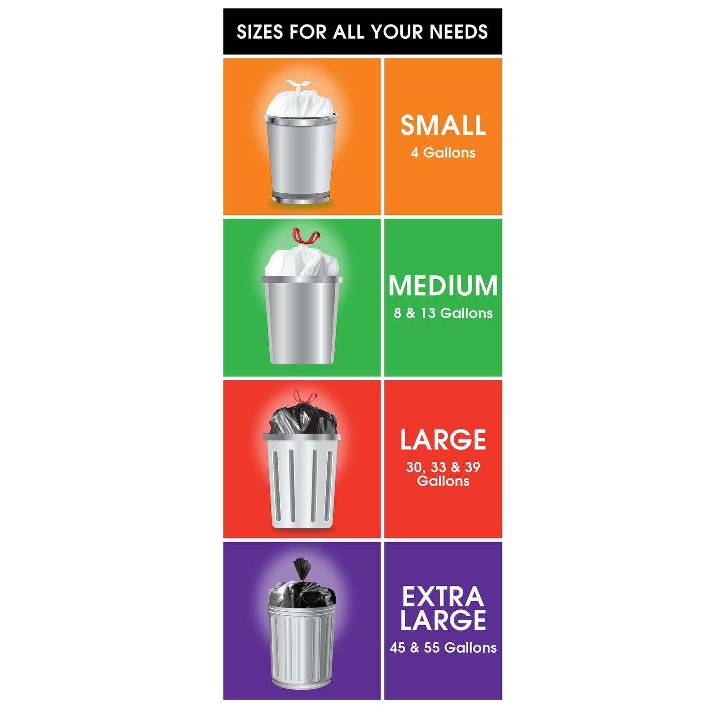 13-Gallon Drawstring Tall Kitchen Trash Bags, Unscented, 40 Bags