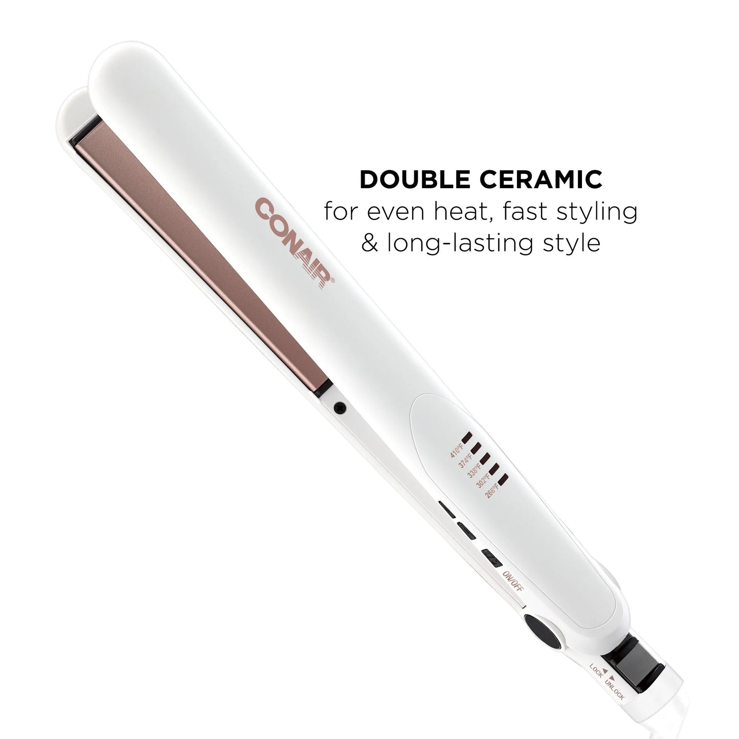 Double Ceramic 1" Flat Iron Hair Straightener, 5 Heat Settings