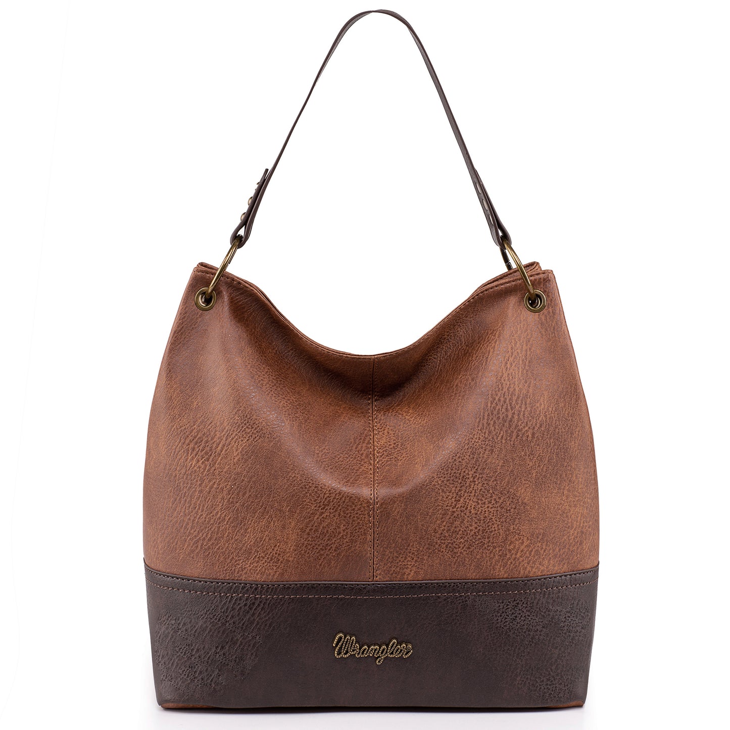 Wrangler Hobo Bags for Women Leather Tote Bag Shoulder Bag Top Handle Satchel Purses and Handbags, Two Tone Brown