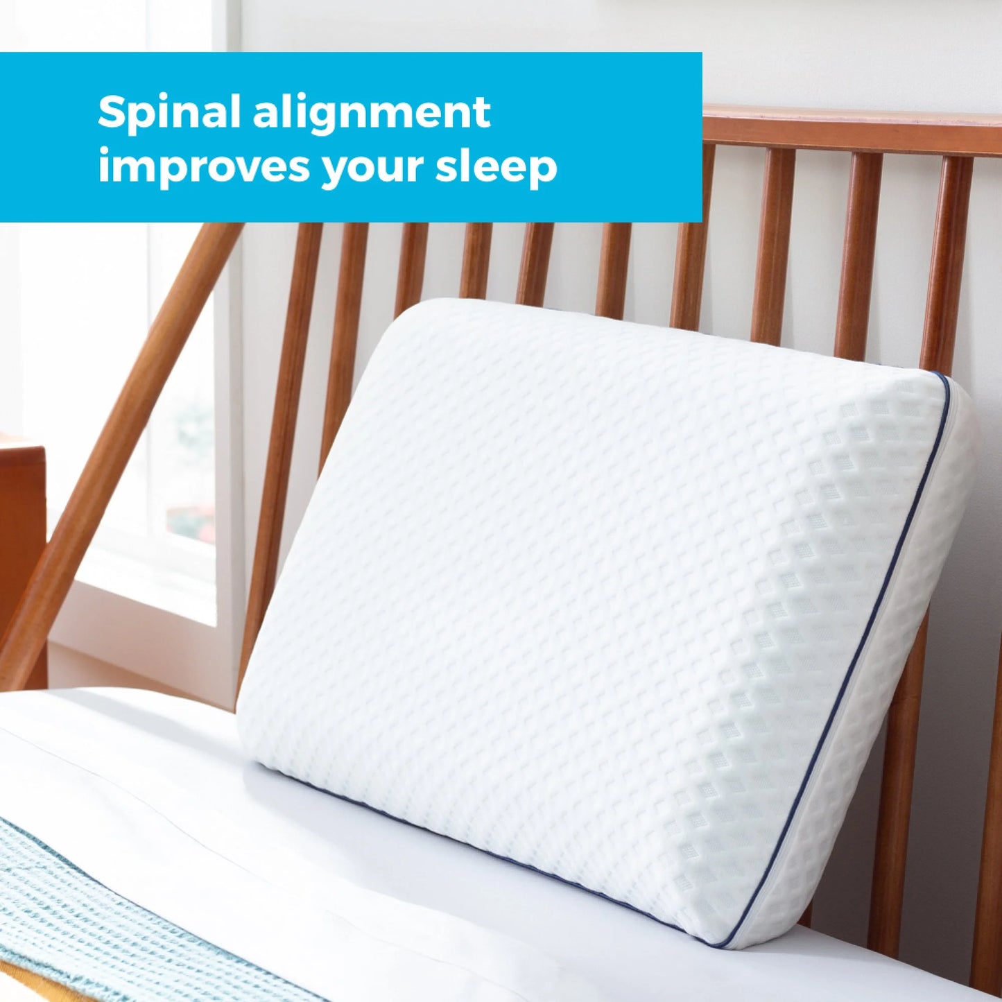 Medium Feel Standard Size Ventilated Gel Memory Foam Bed Pillow with Washable Cover and Temperature Regulating Infusion
