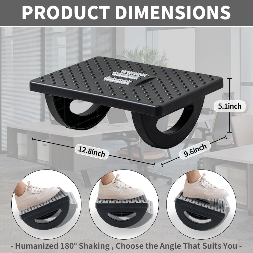 Ergonomic Office Footrest – Massage Roller Under Desk Footstool