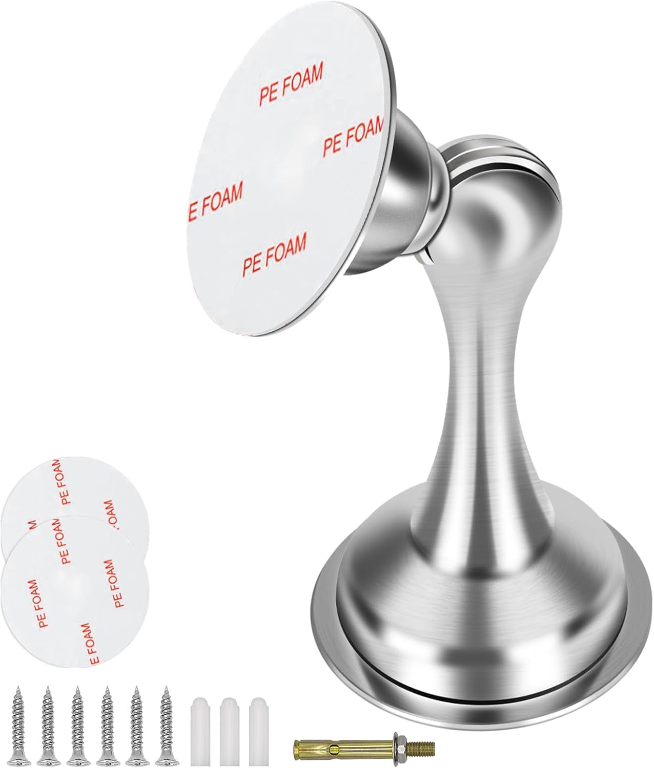 2 Pack Door Stops Self Adhesive Black Magnetic Door Stoppers No Drill Wall Floor Mount Stainless Steel Magnetic Door Catch Door Holders