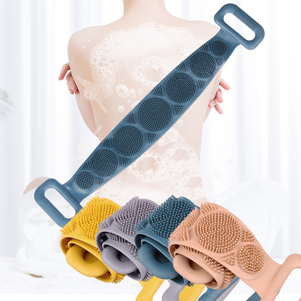 Silicone Bath Towel with Long Strap for Full Body Cleaning Grey 1PC