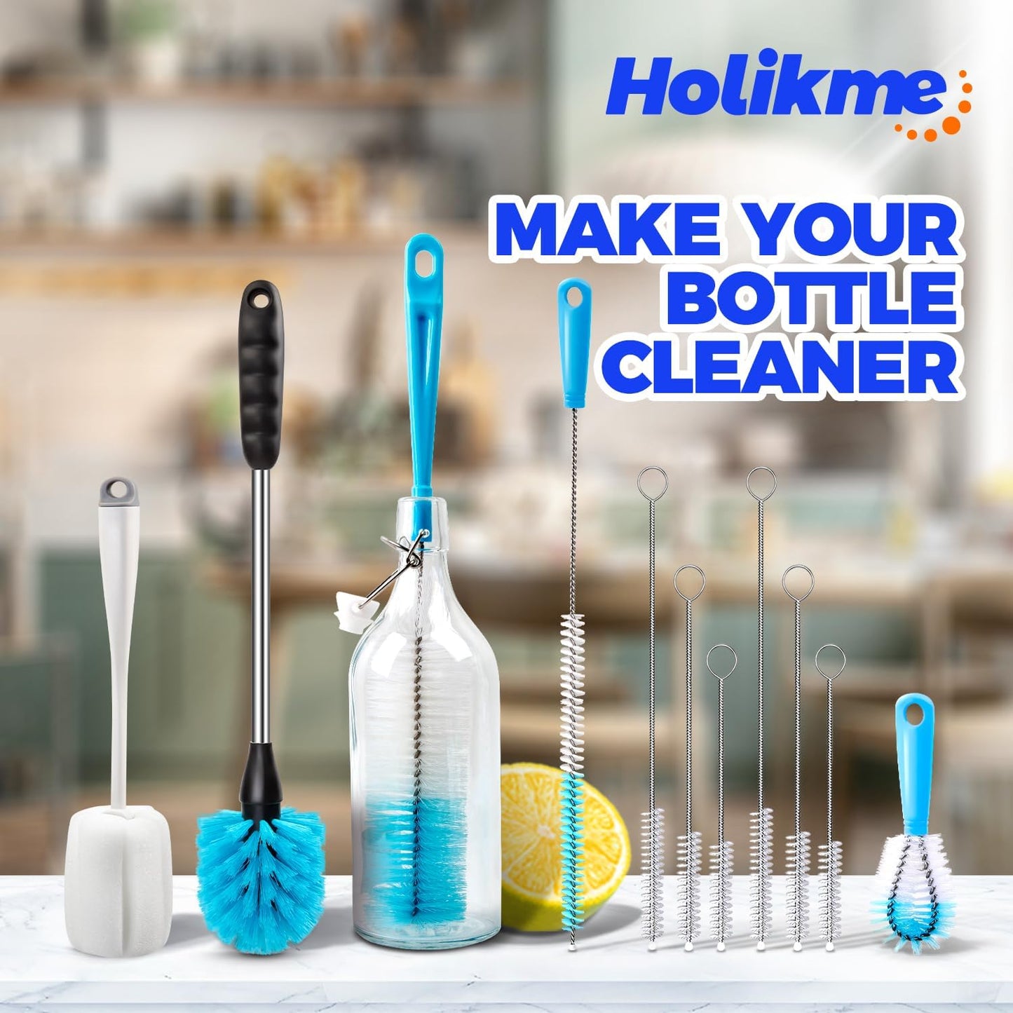 5-Piece Bottle Cleaning Brush Set – Long Handle & Straw Brushes