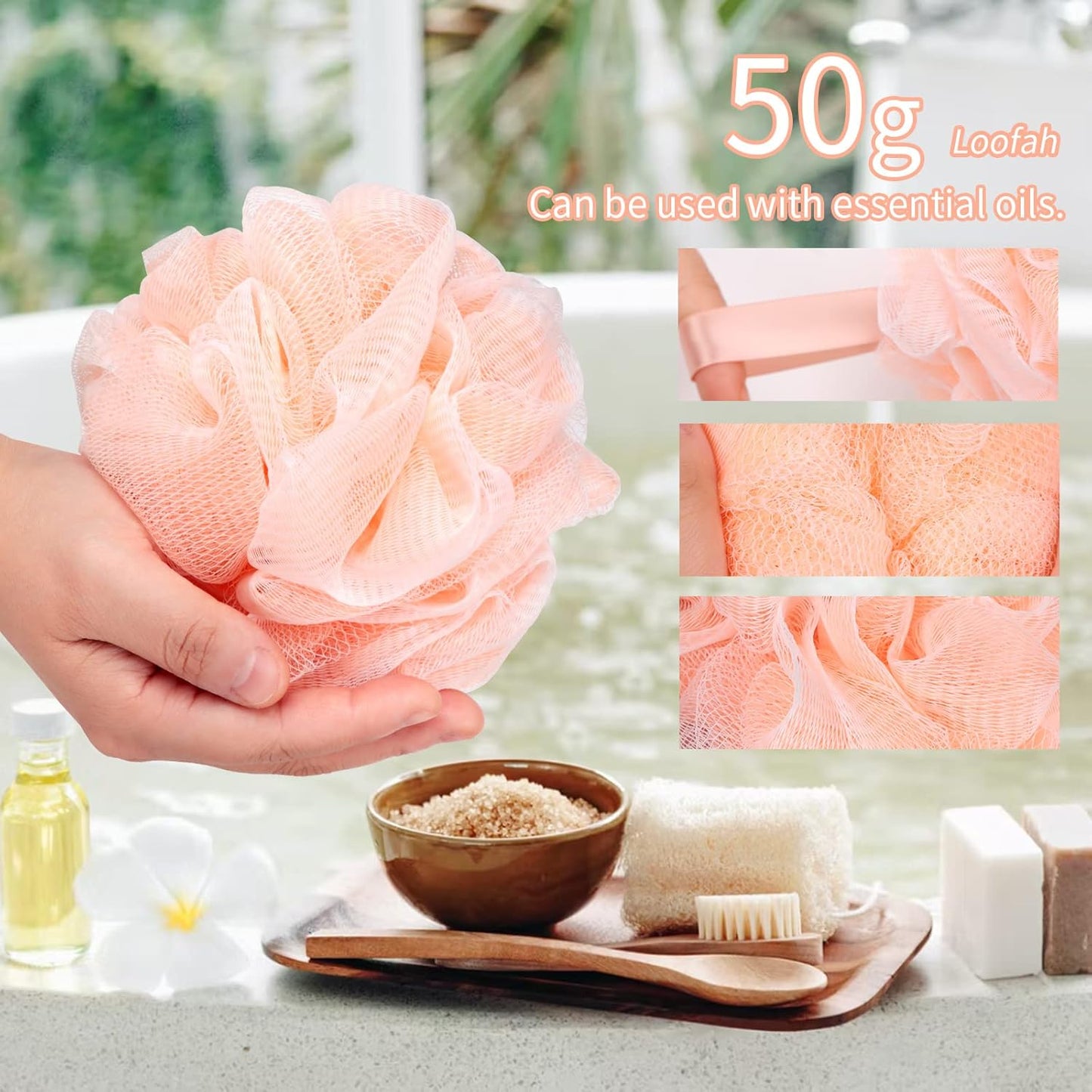 Bath Loofah Shower Sponge – Soft Mesh Body Wash Pouf, Gentle Exfoliating Shower Accessory