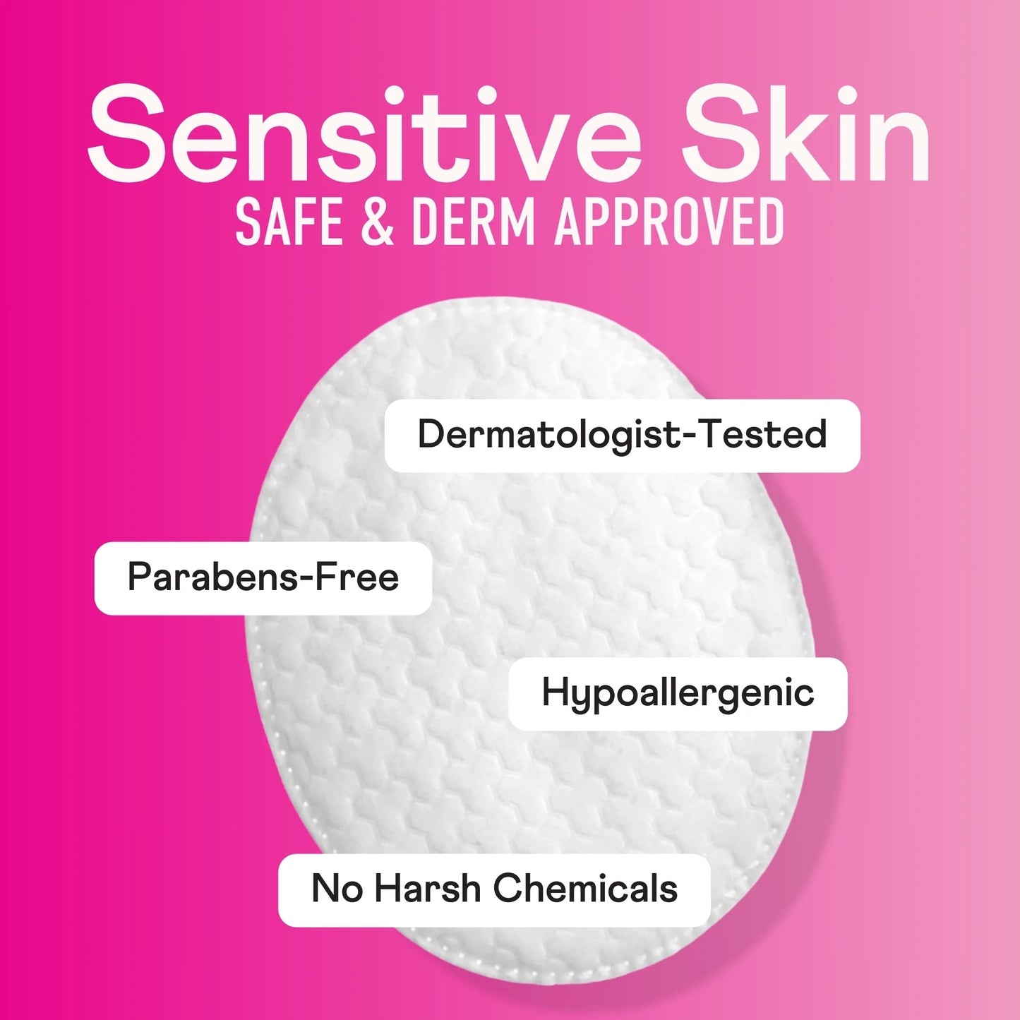 Premium Cotton Ovals, 100% Chlorine Free Cotton, Dermatologist Tested, Soft, Strong, Sensitive Skin Safe, Absorbent, Hypoallergenic, Cruelty-Free, Vegan, Paraben Free, 50 Pads